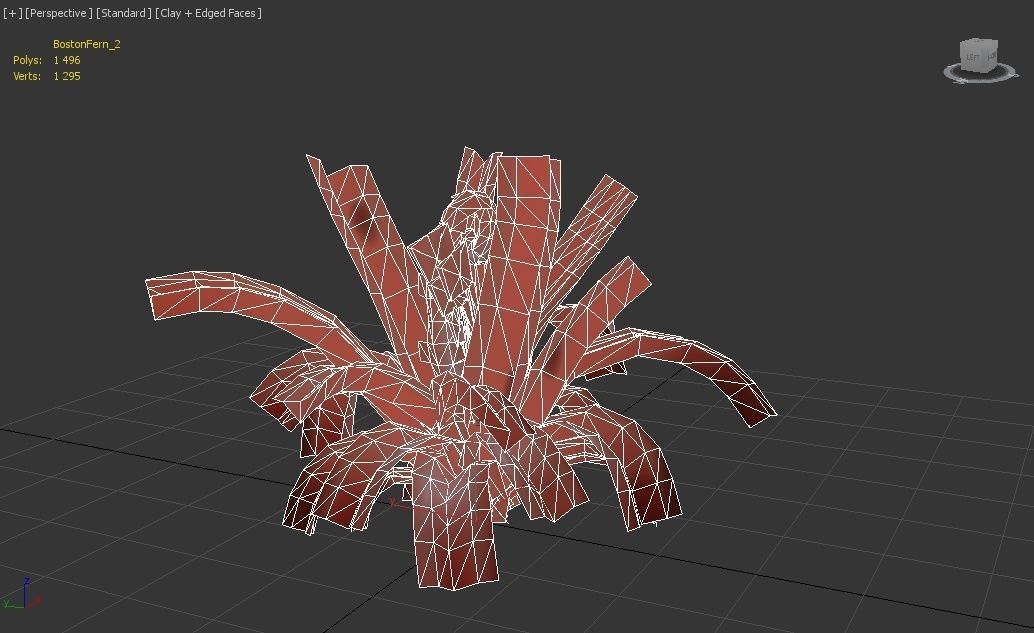 Boston Fern bush Low-poly 3D model_4