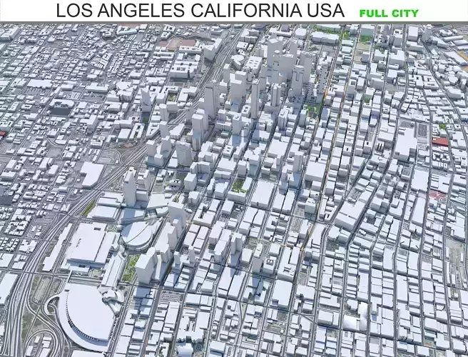 Los Angeles in California USA 95km Low-poly 3D model