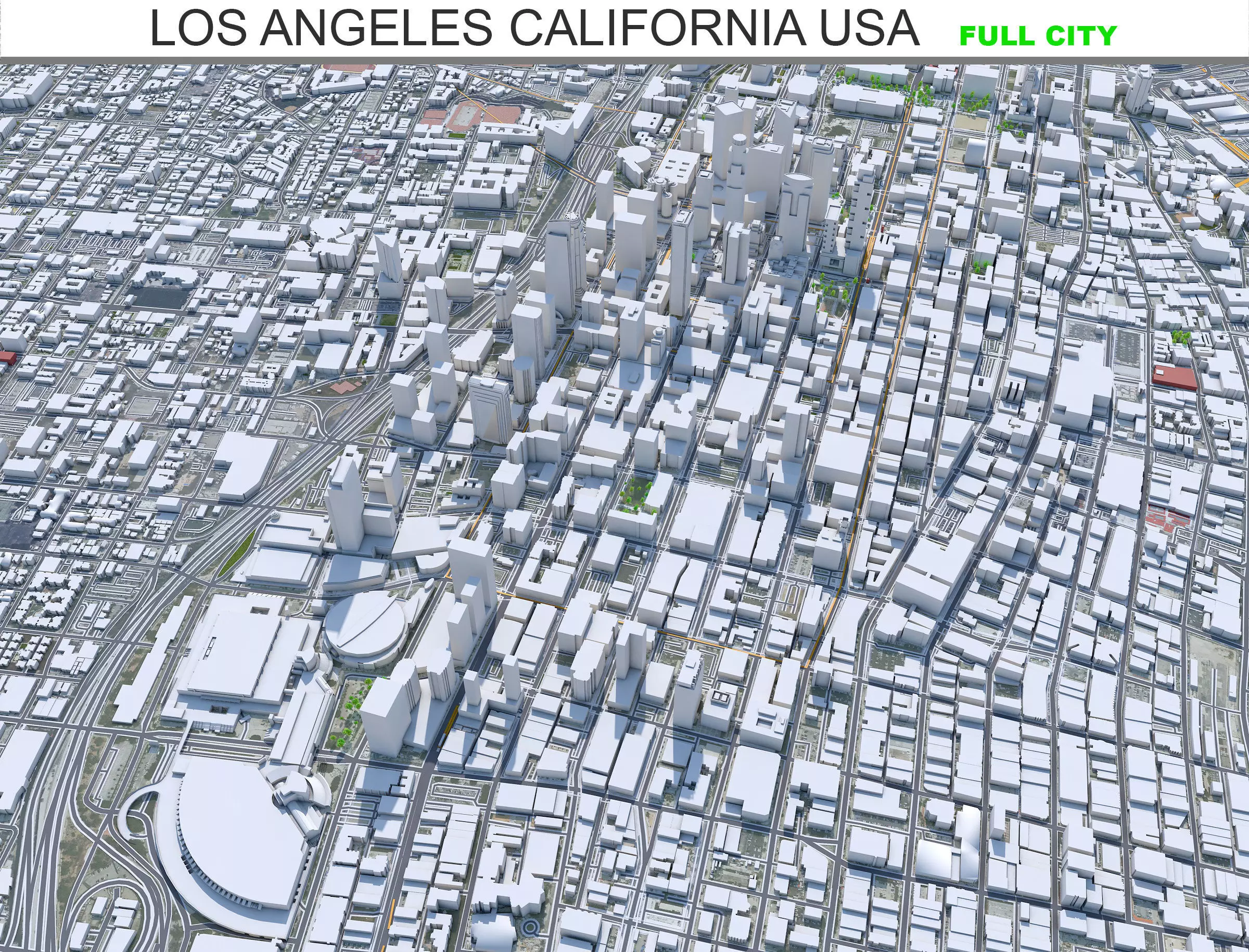Los Angeles in California USA 95km Low-poly 3D model_0