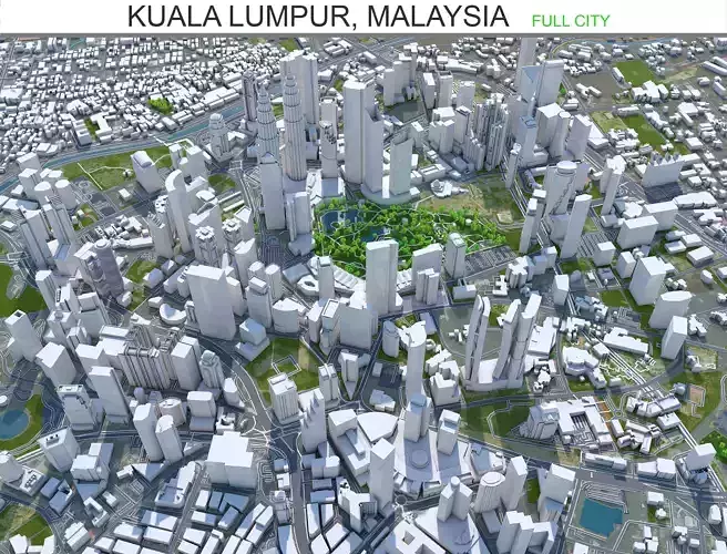 Kuala Lumpur Full City Malaysia  Low-poly 3D model