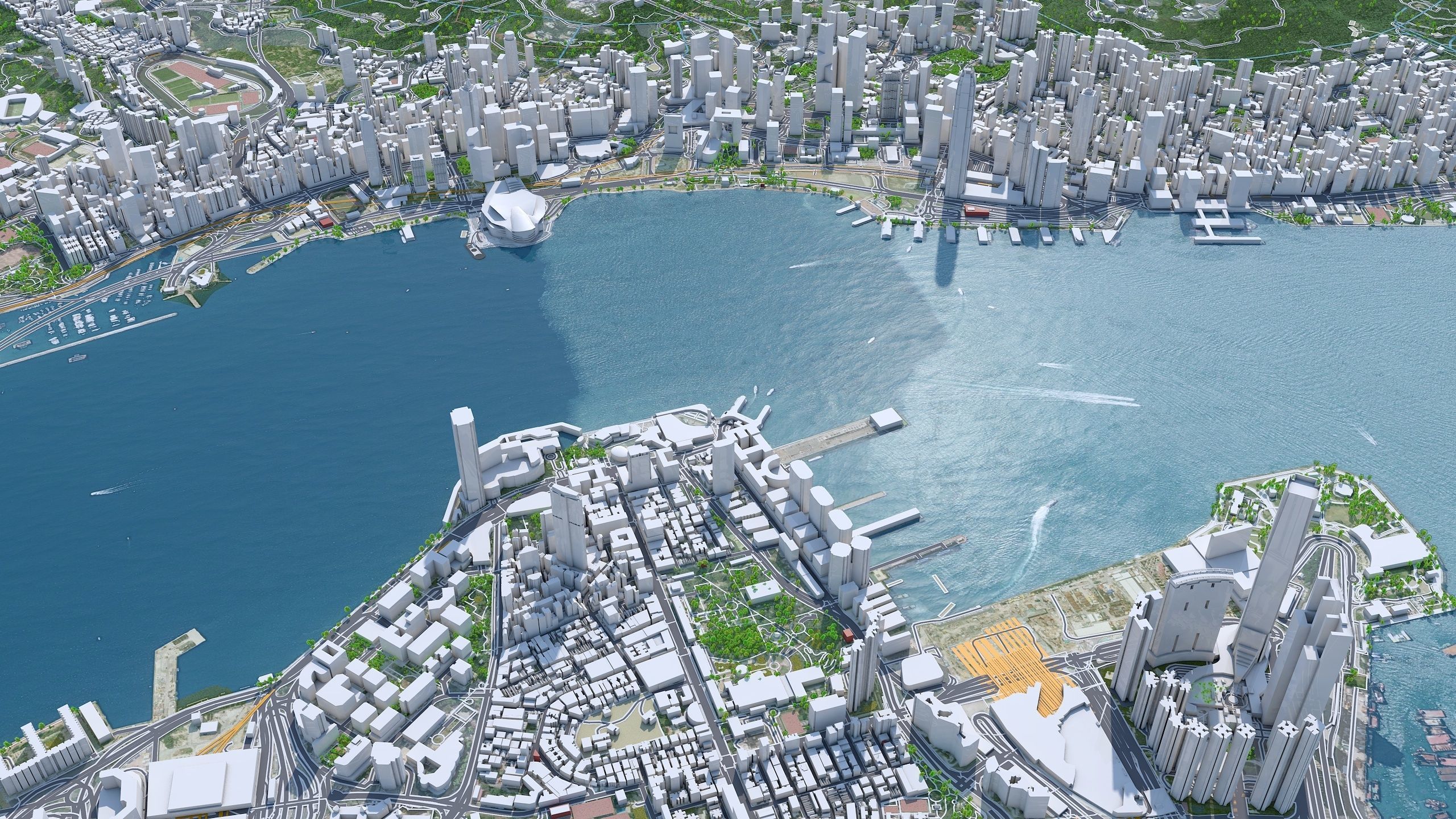 Hong Kong City China Low-poly 3D model_2