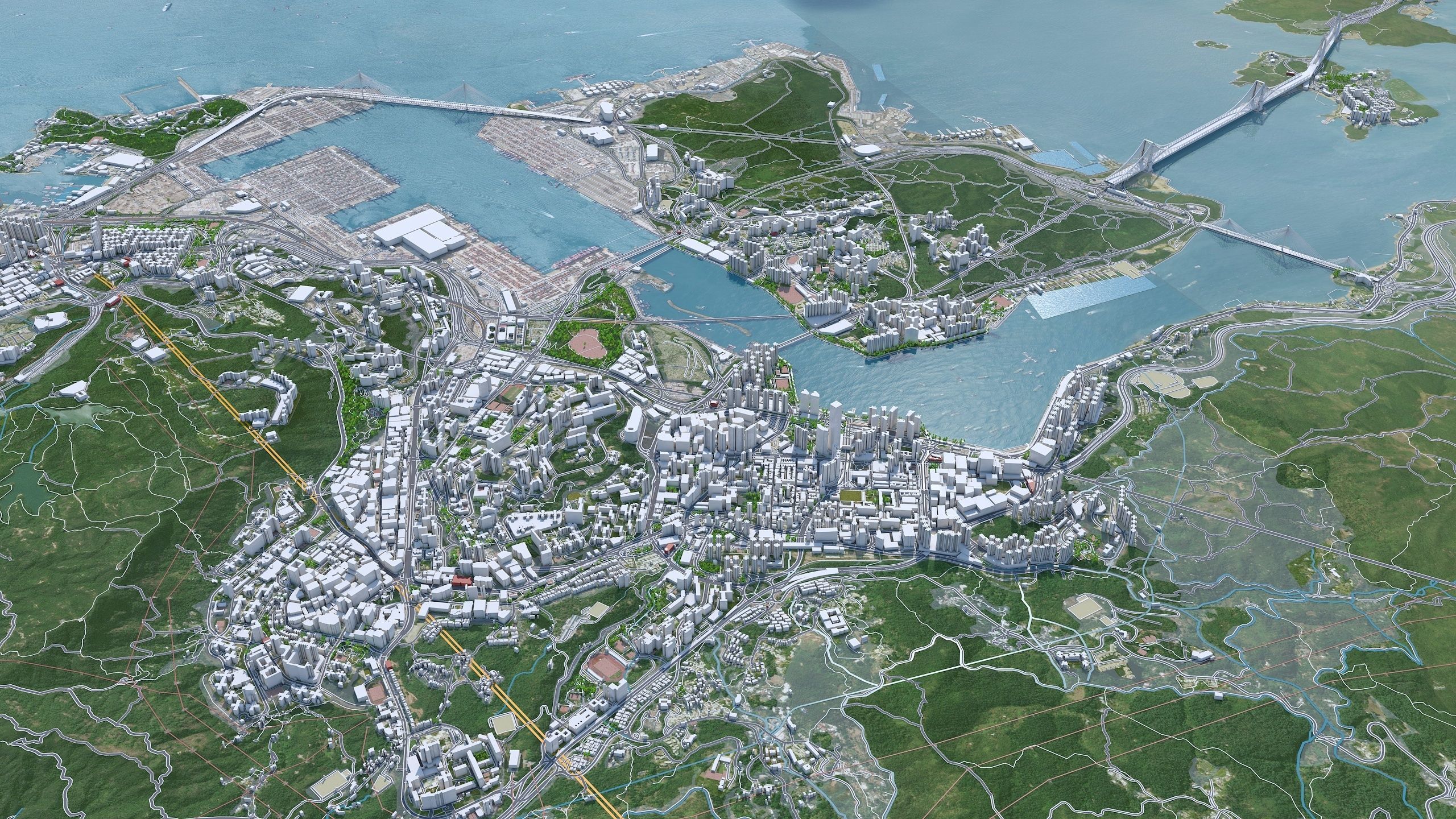 Hong Kong City China Low-poly 3D model_6