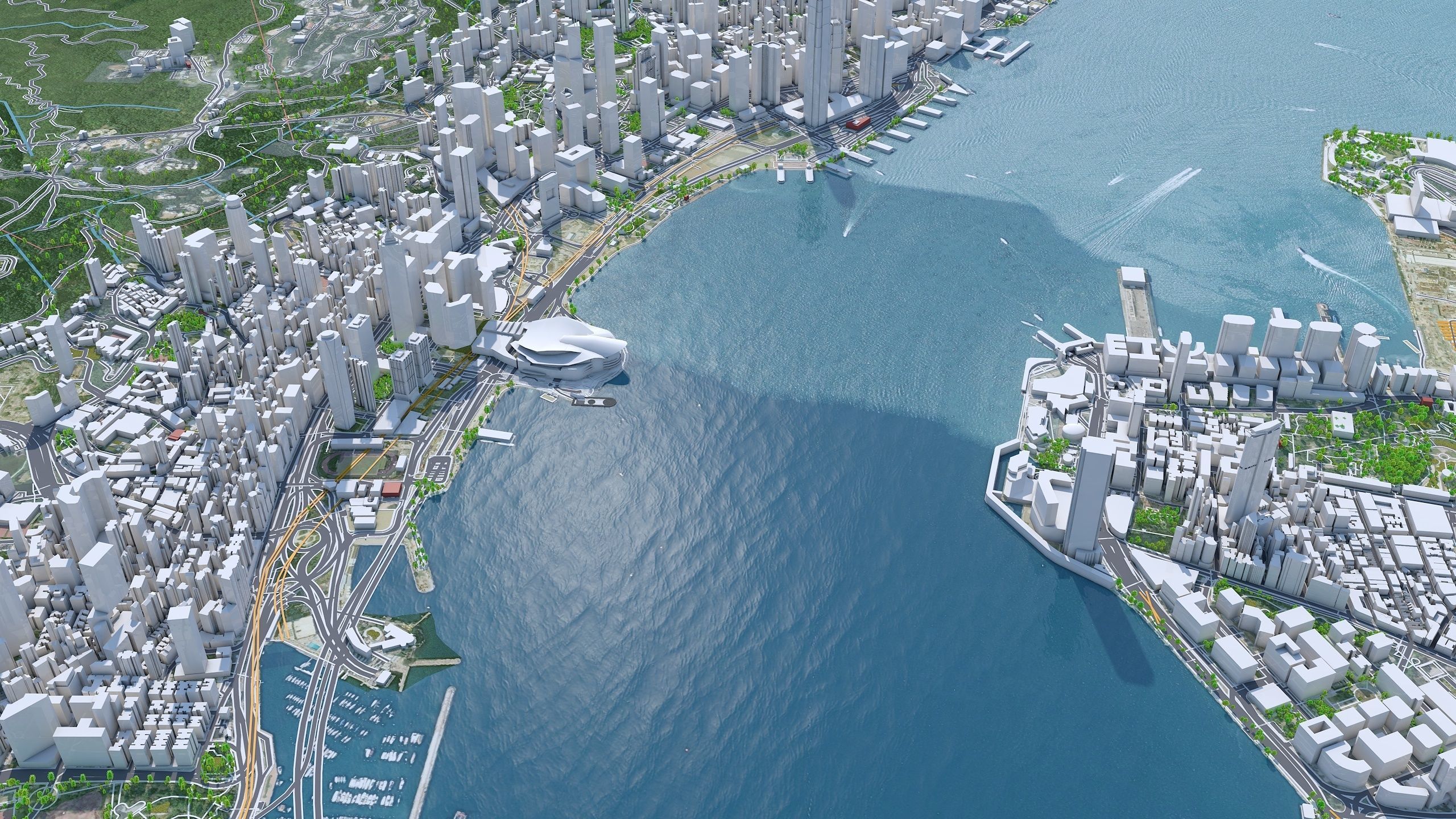 Hong Kong City China Low-poly 3D model_1