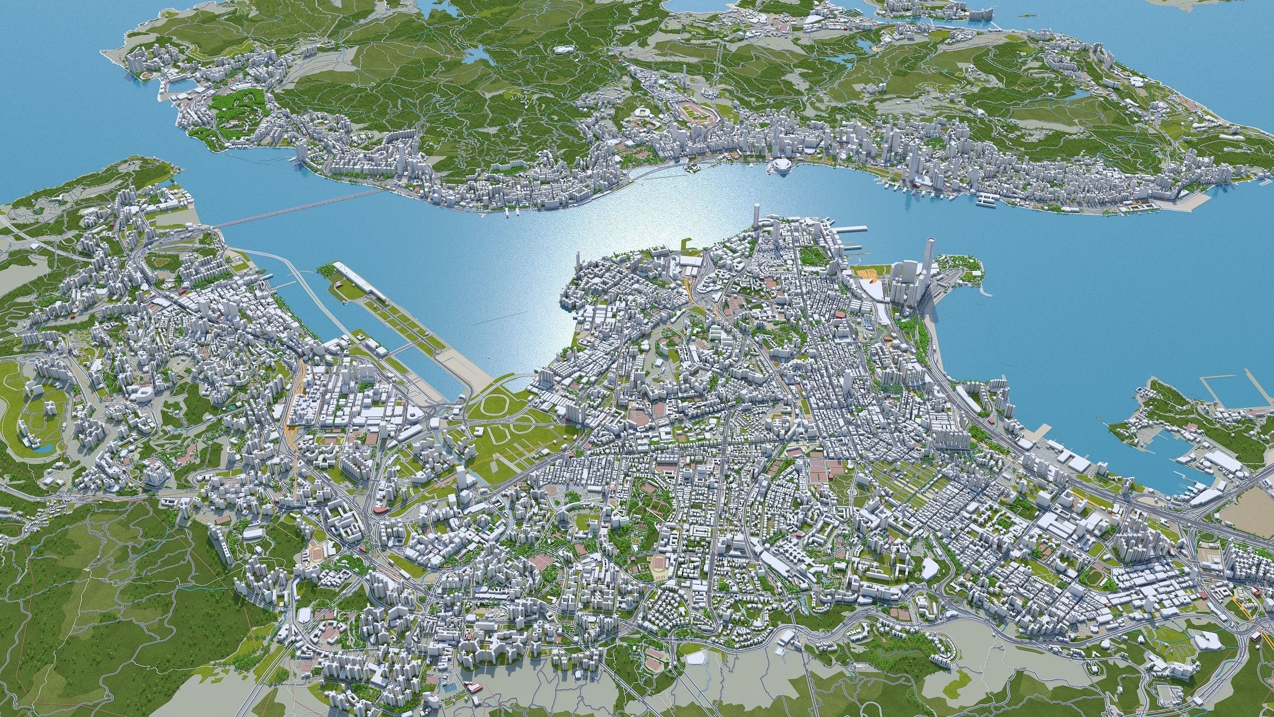 Hong Kong City China Low-poly 3D model_18