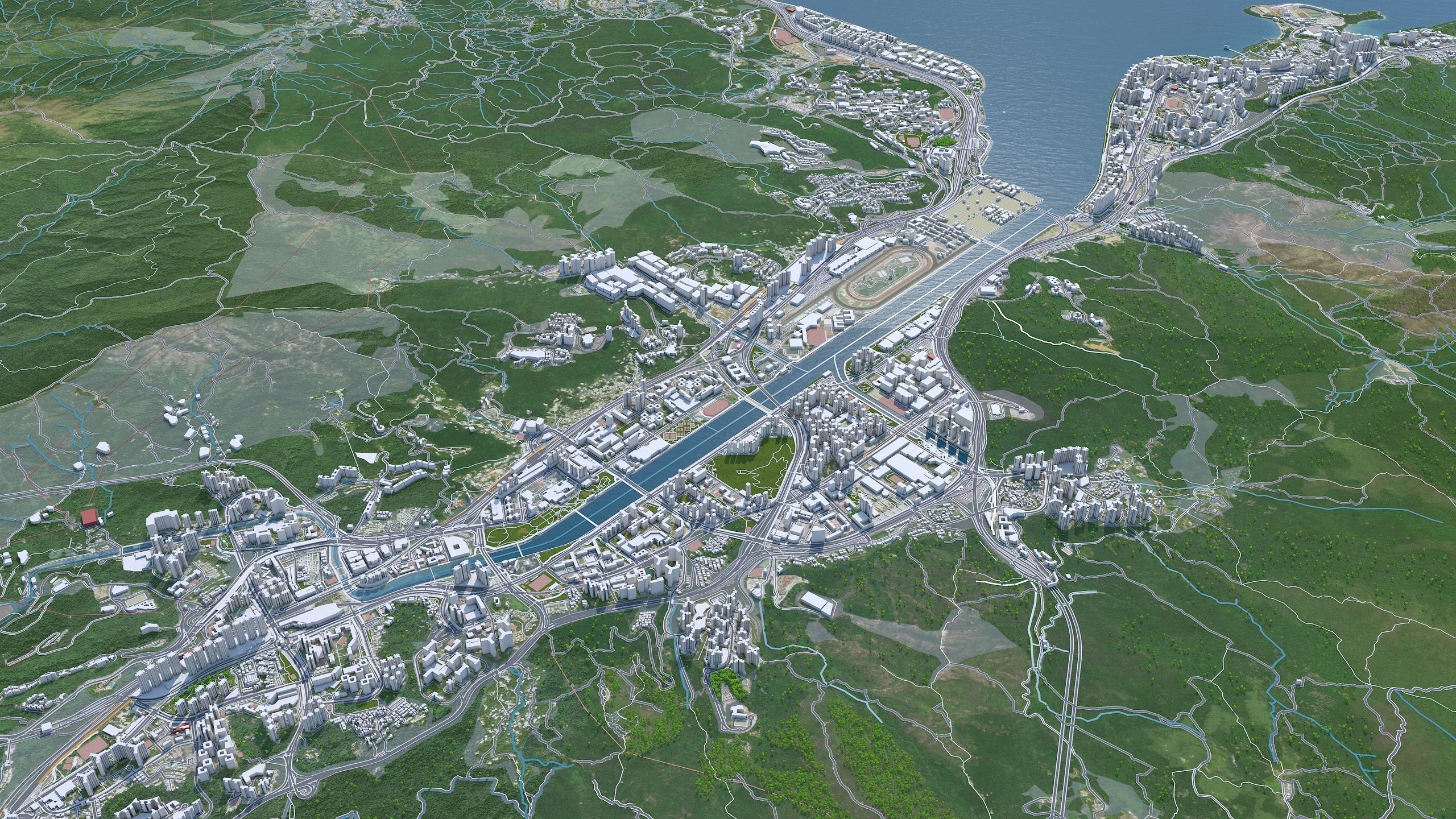 Hong Kong City China Low-poly 3D model_8