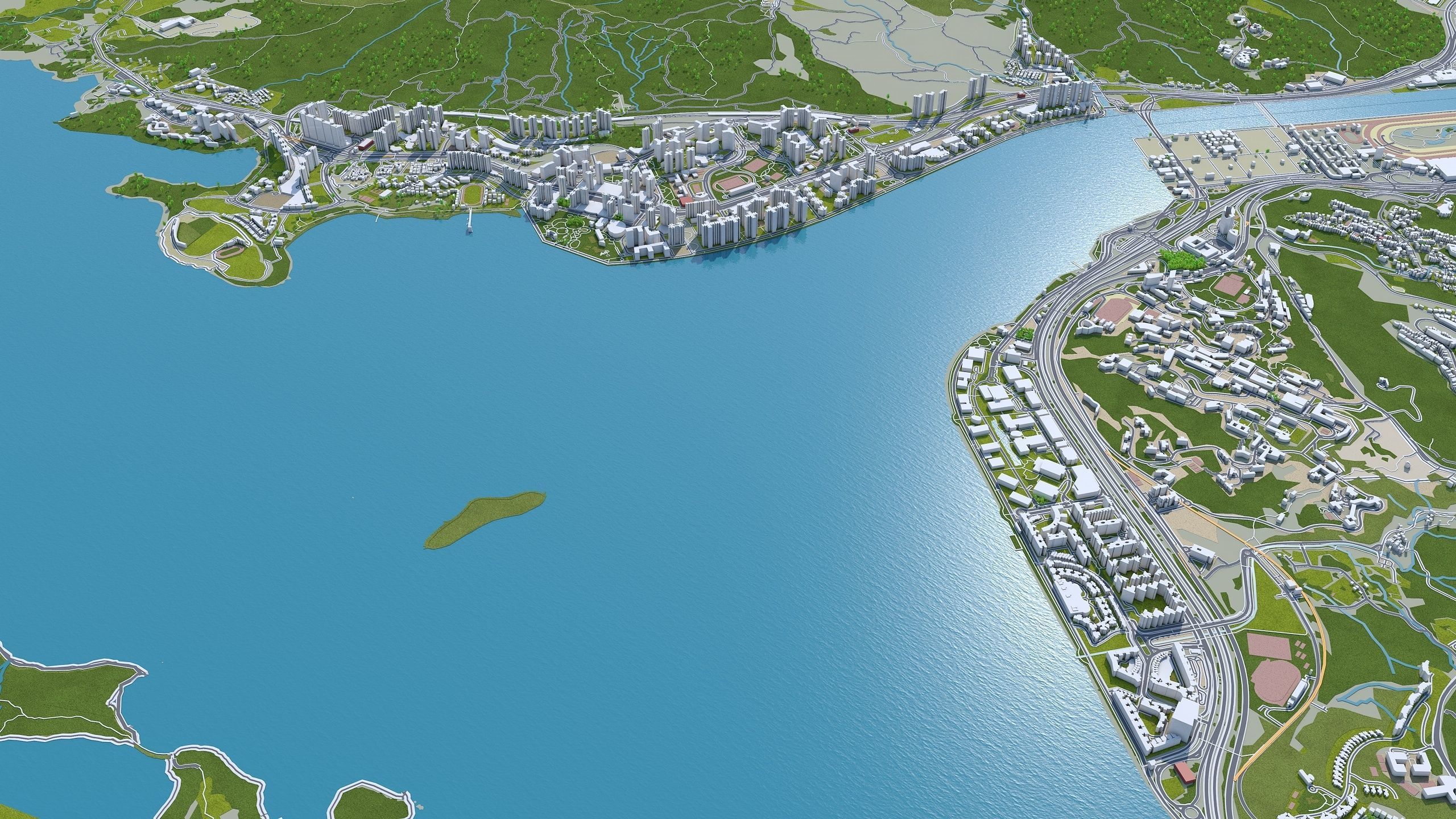 Hong Kong City China Low-poly 3D model_15