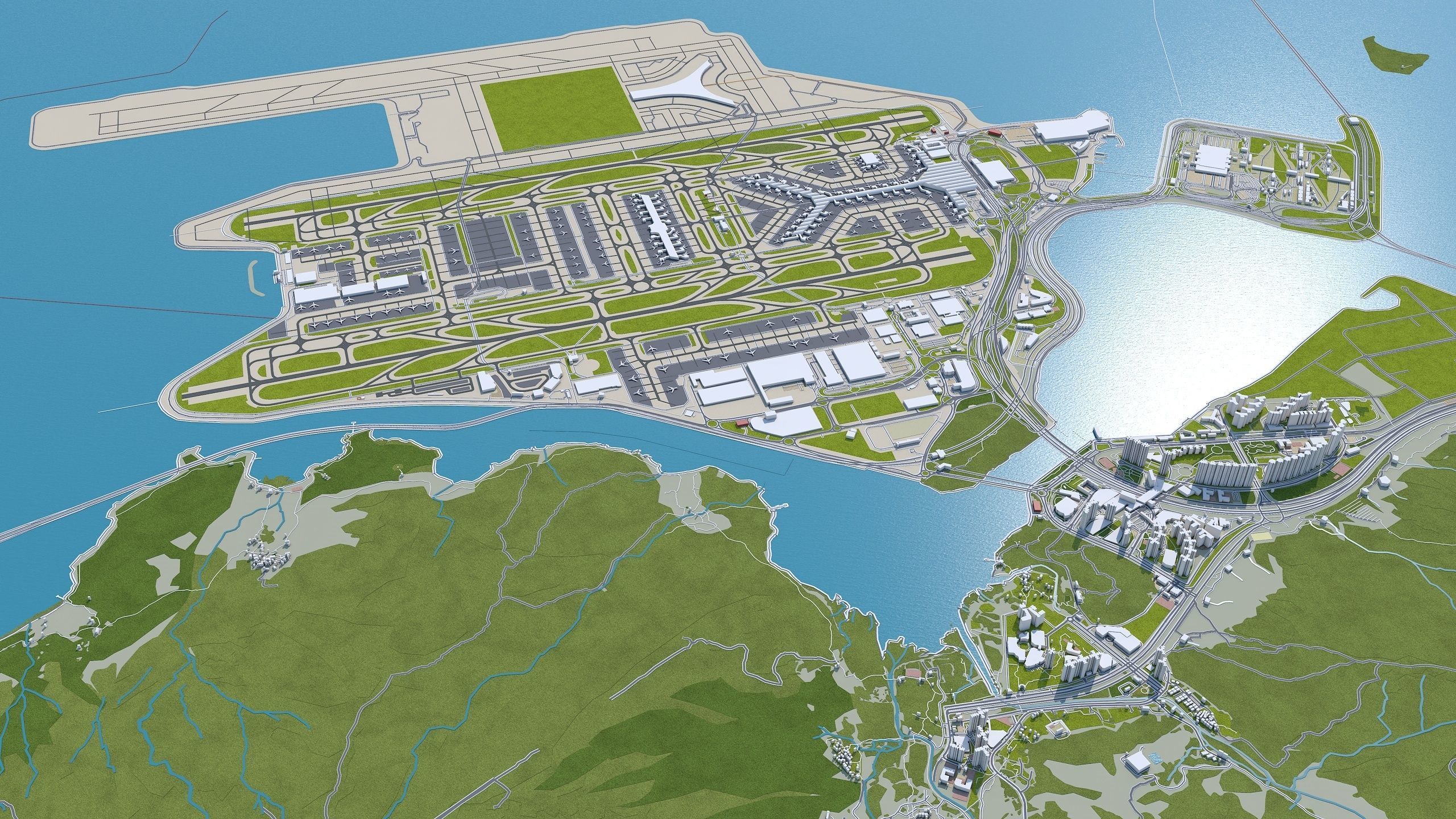 Hong Kong City China Low-poly 3D model_10