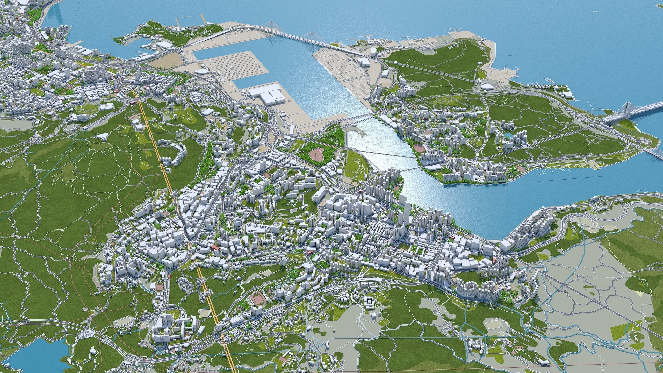Hong Kong City China Low-poly 3D model_13