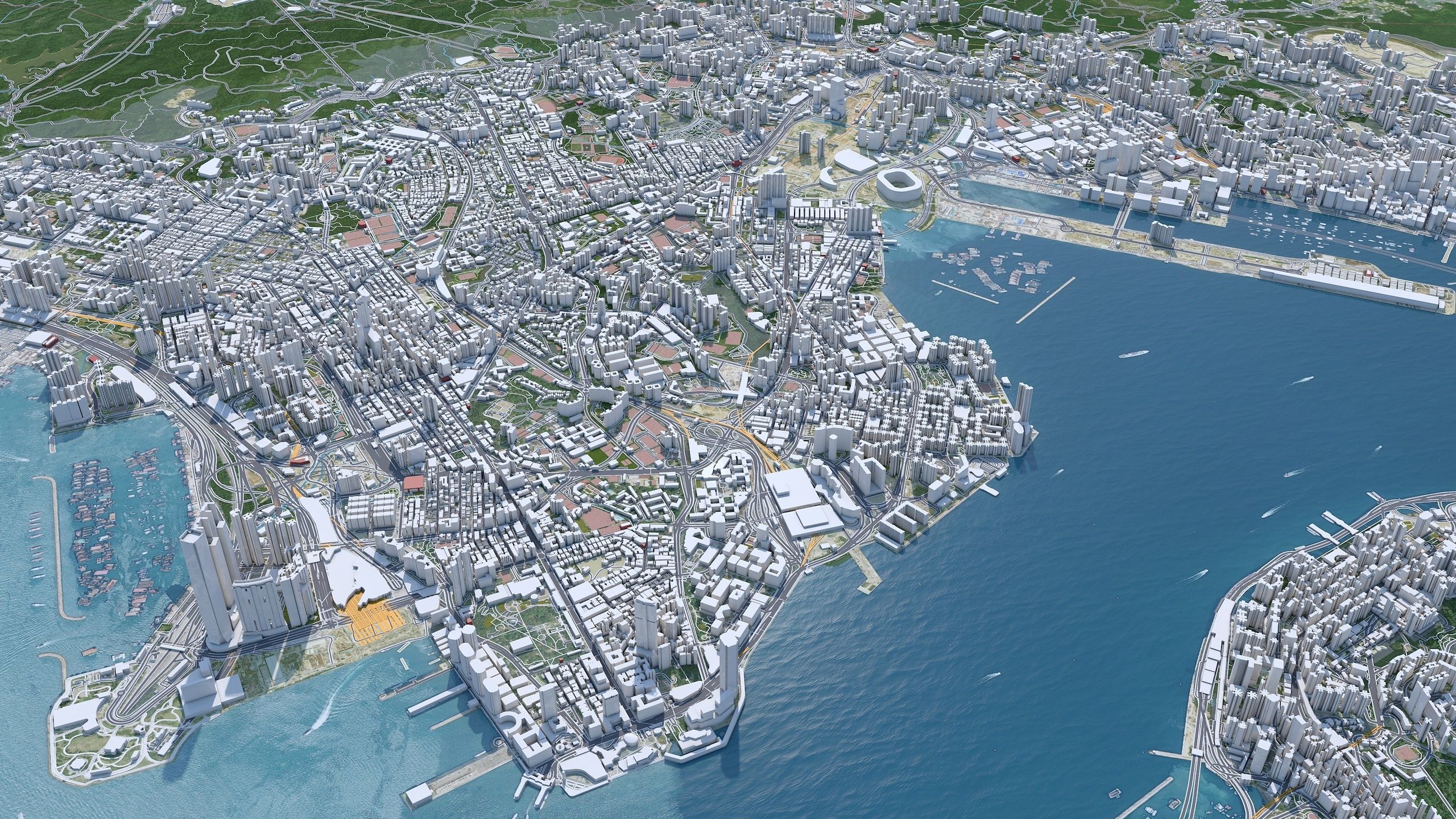 Hong Kong City China Low-poly 3D model_5