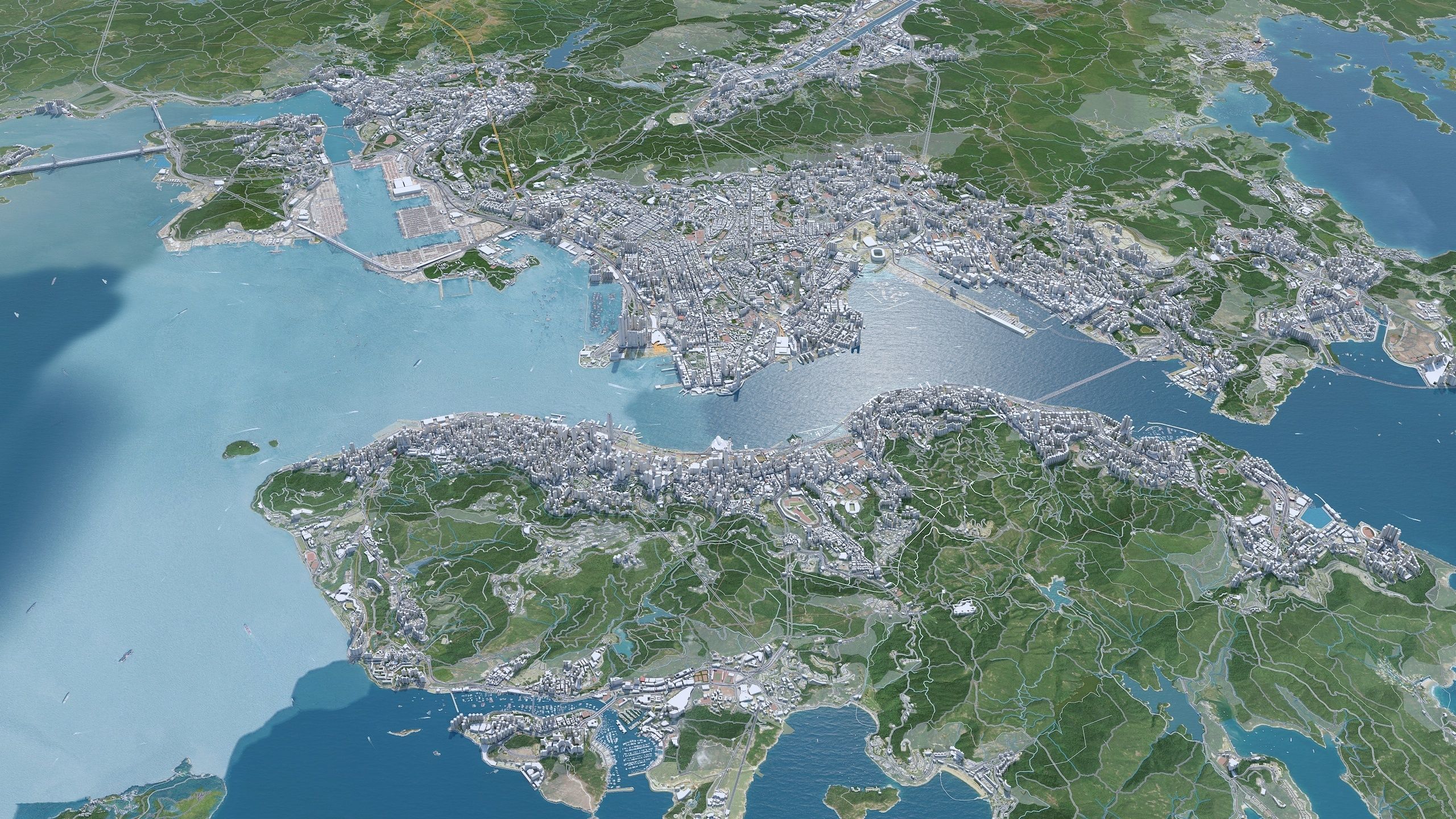 Hong Kong City China Low-poly 3D model_9