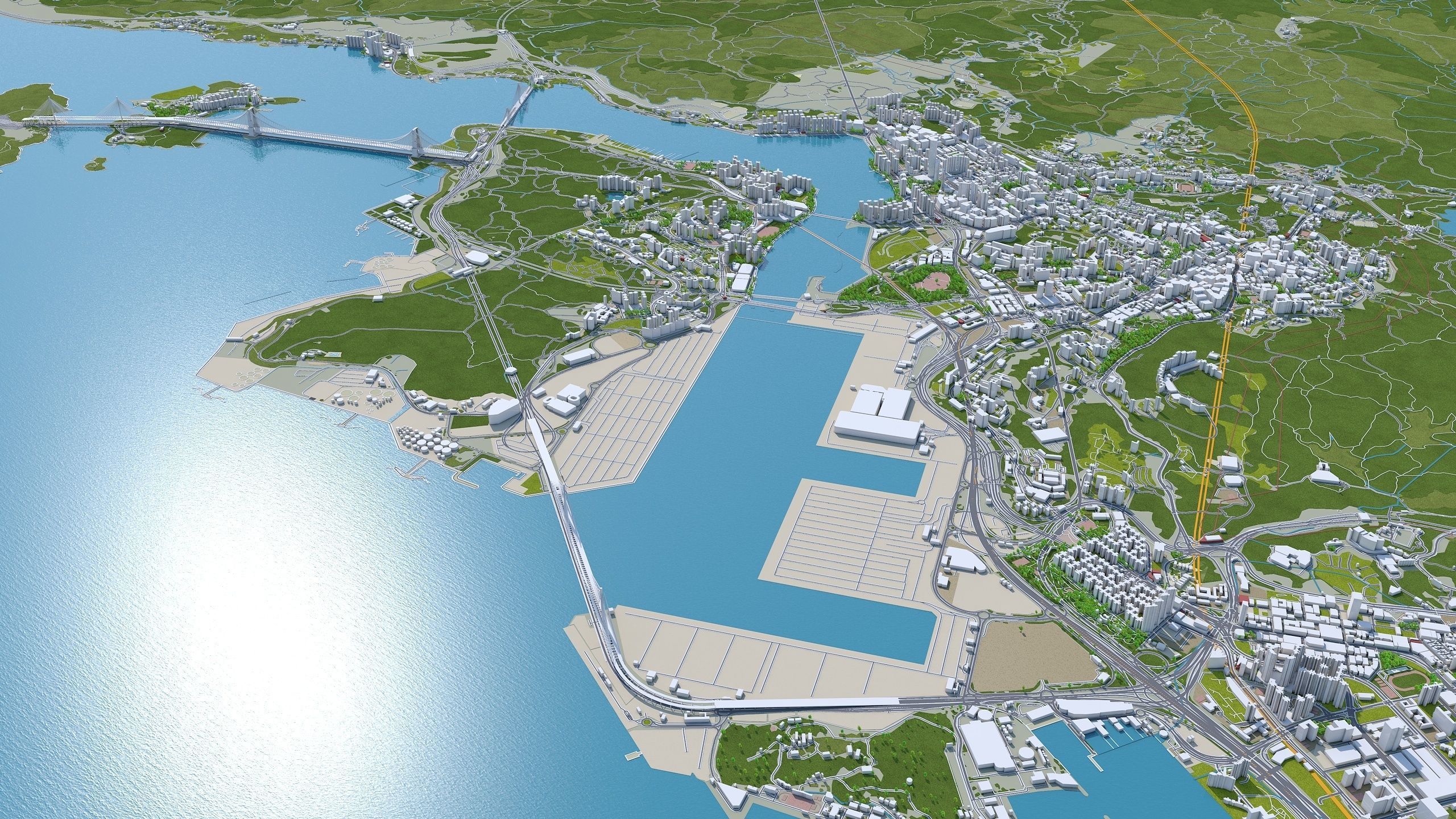 Hong Kong City China Low-poly 3D model_12