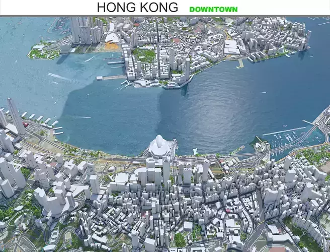Hong Kong City China Low-poly 3D model