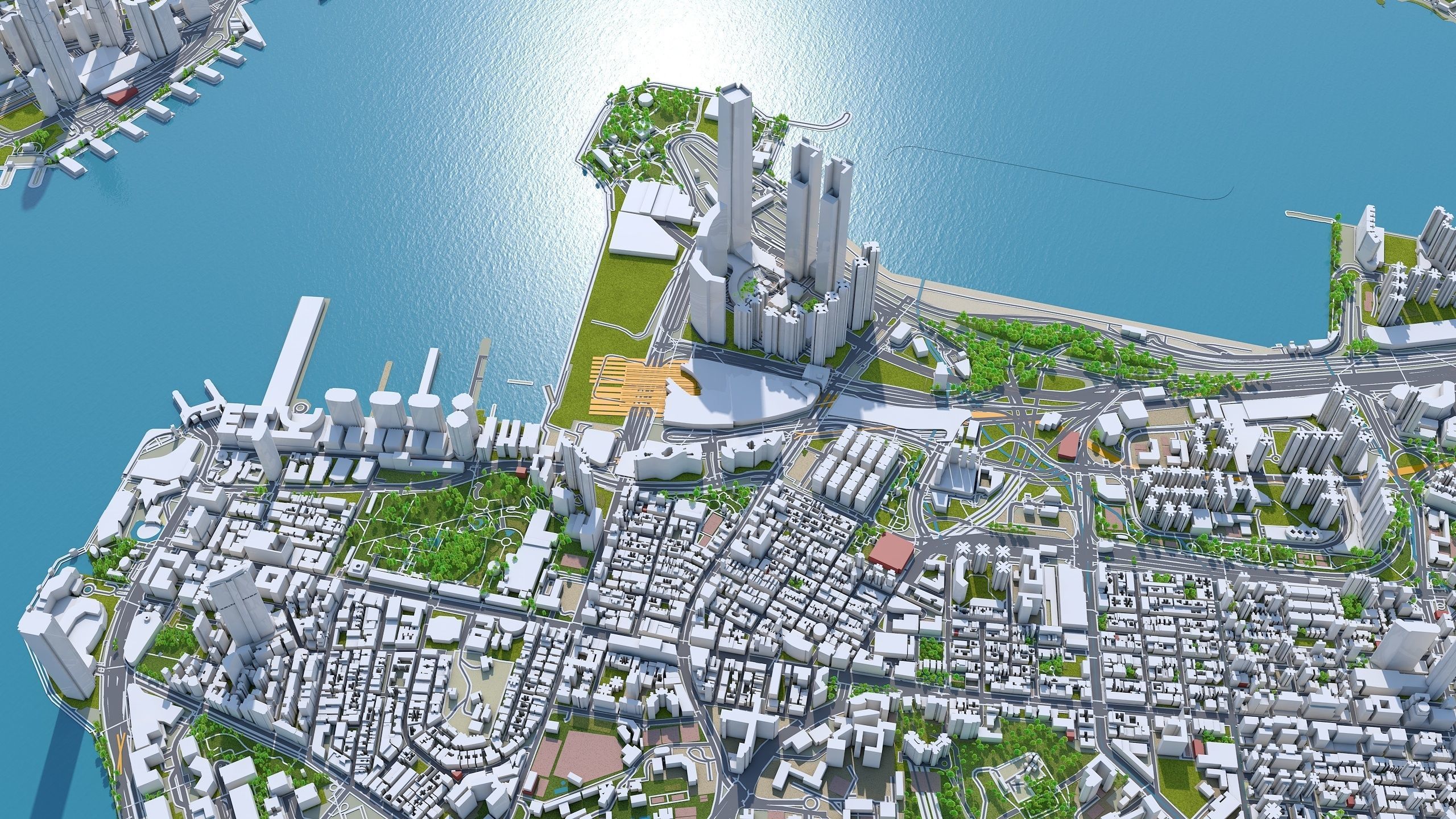 Hong Kong City China Low-poly 3D model_20