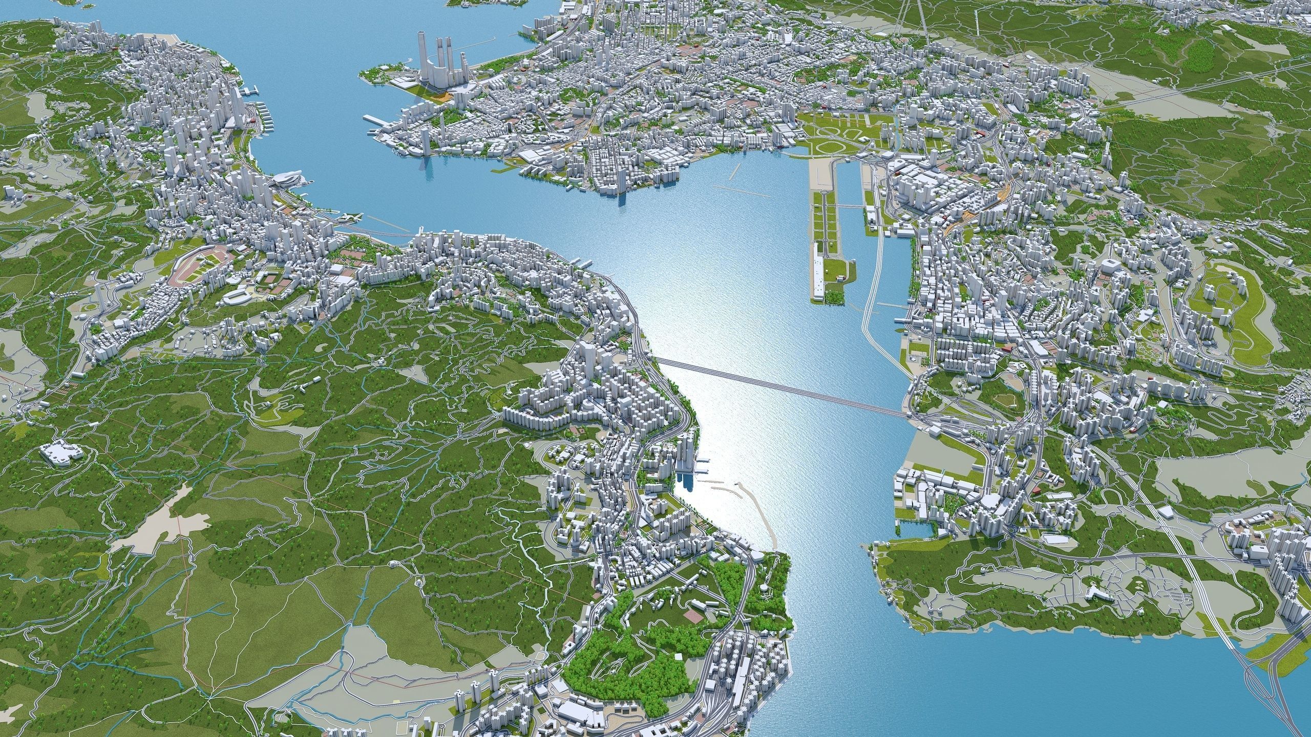 Hong Kong City China Low-poly 3D model_22