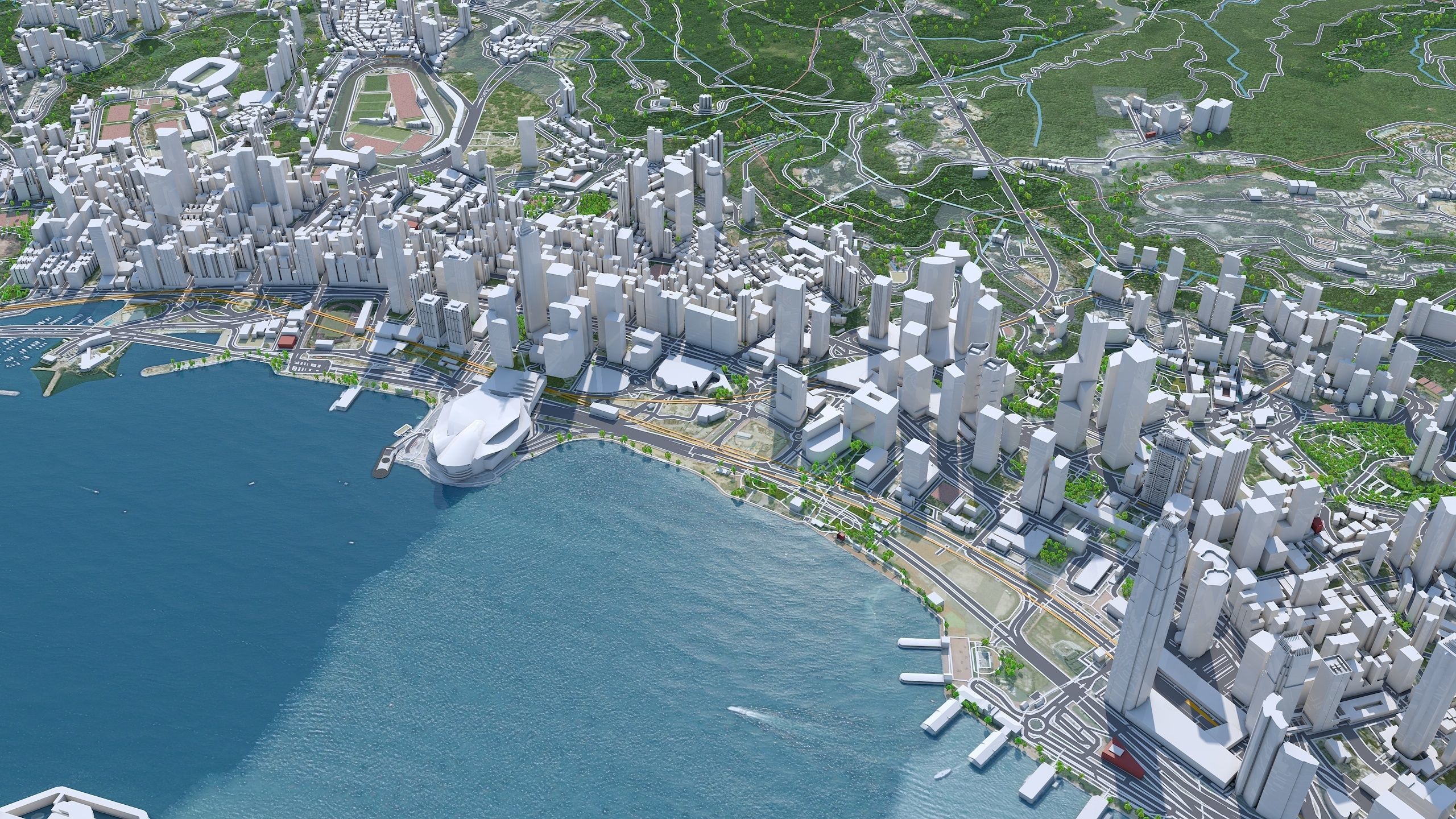 Hong Kong City China Low-poly 3D model_3