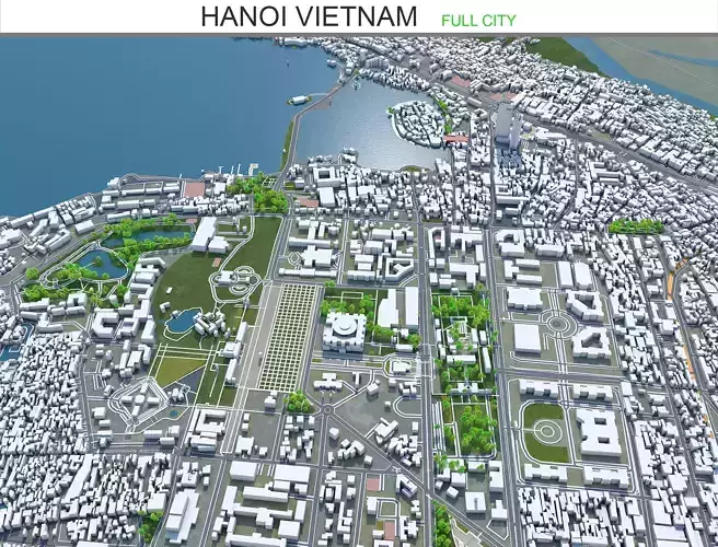 Hanoi City Vietnam Low-poly 3D model