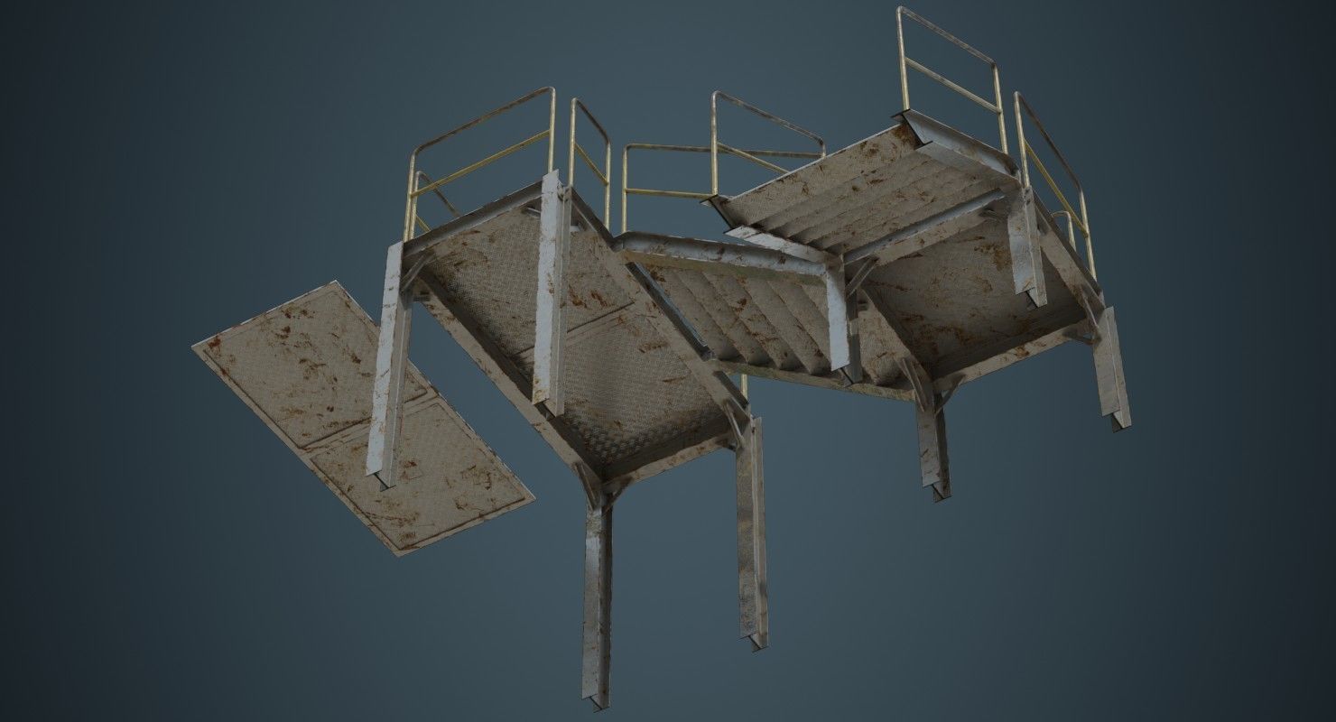 Industrial Platform 1B Low-poly 3D model_7