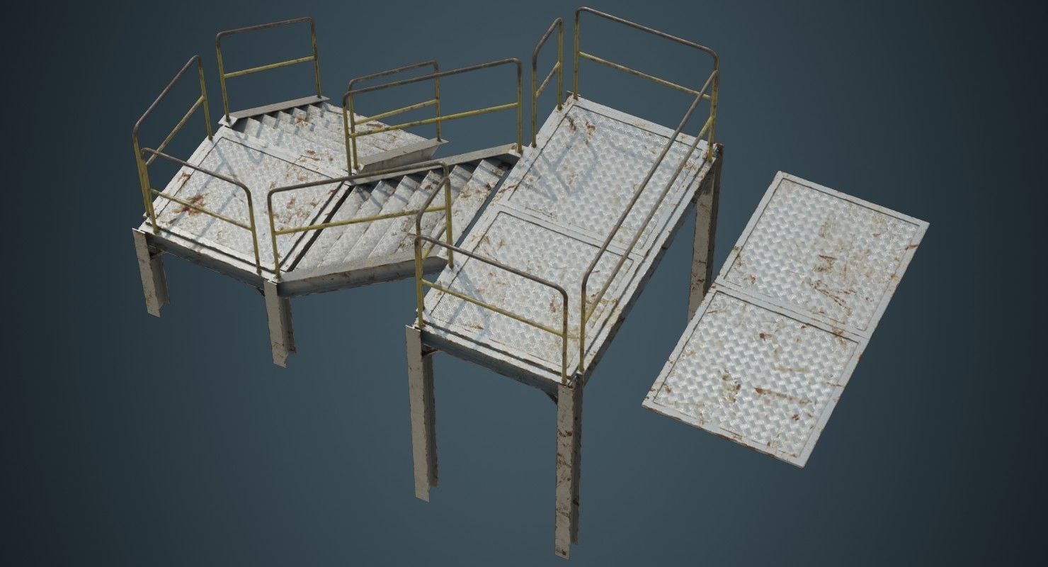 Industrial Platform 1B Low-poly 3D model_5