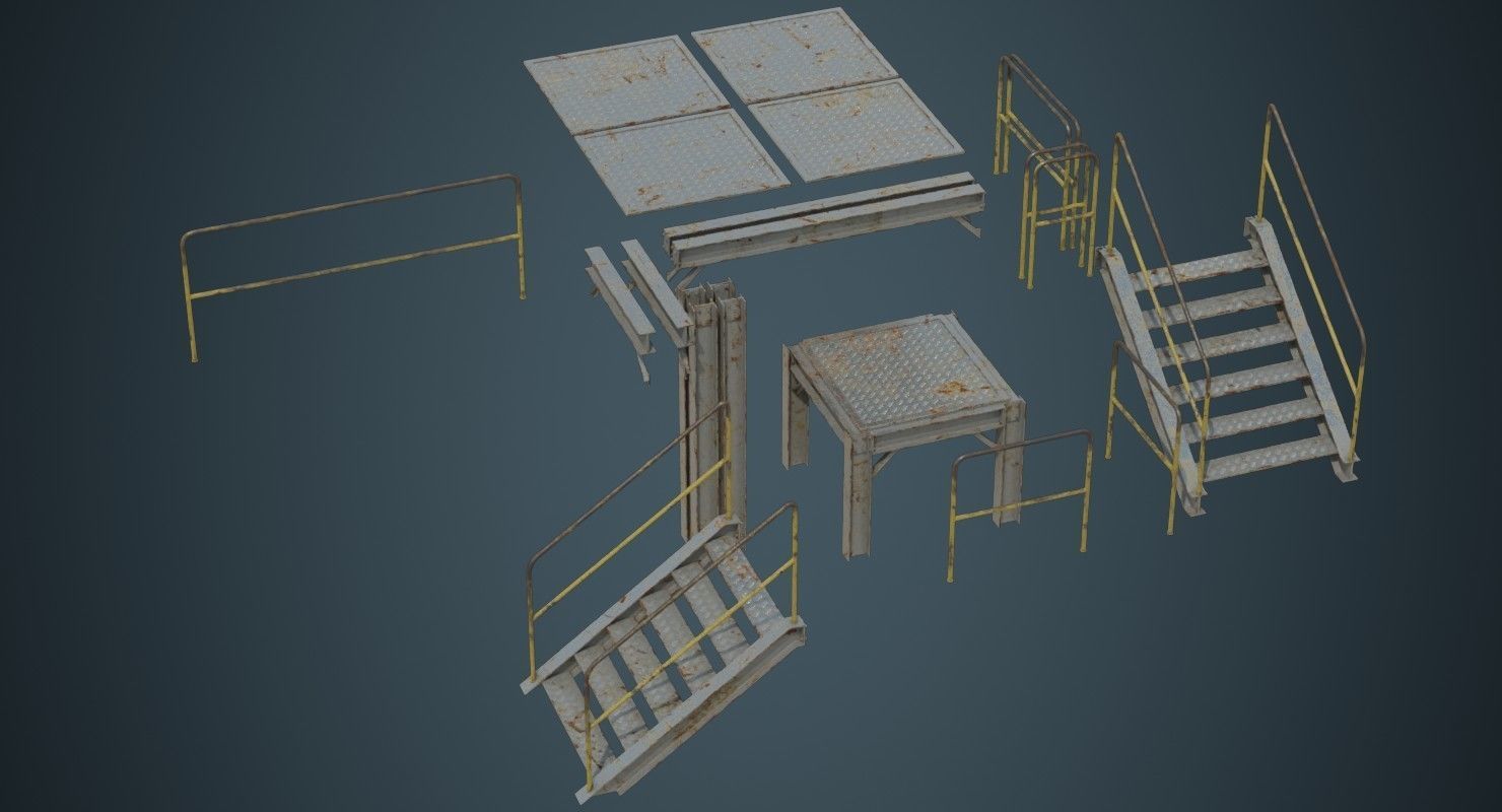 Industrial Platform 1B Low-poly 3D model_10