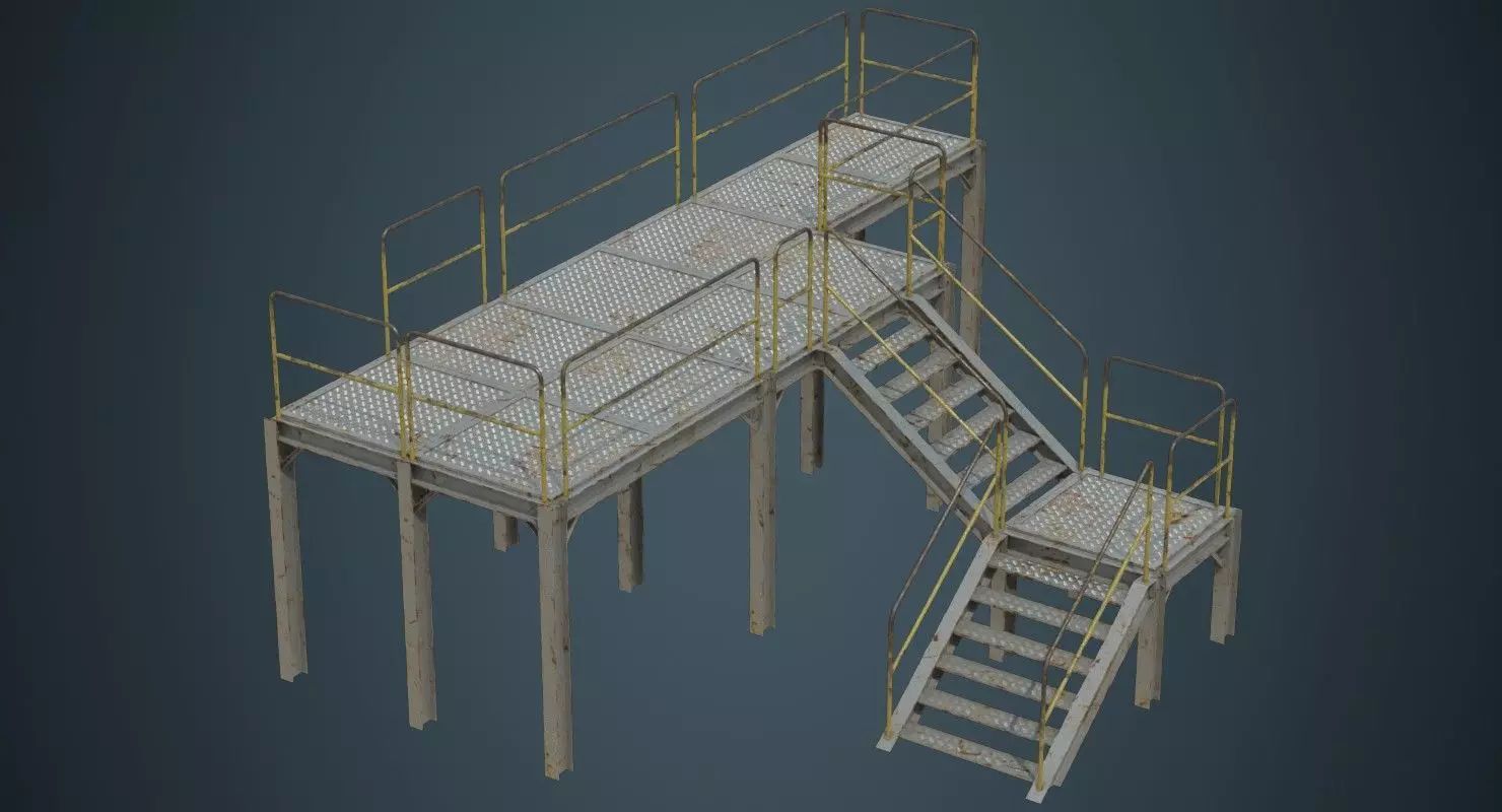 Industrial Platform 1B Low-poly 3D model_0