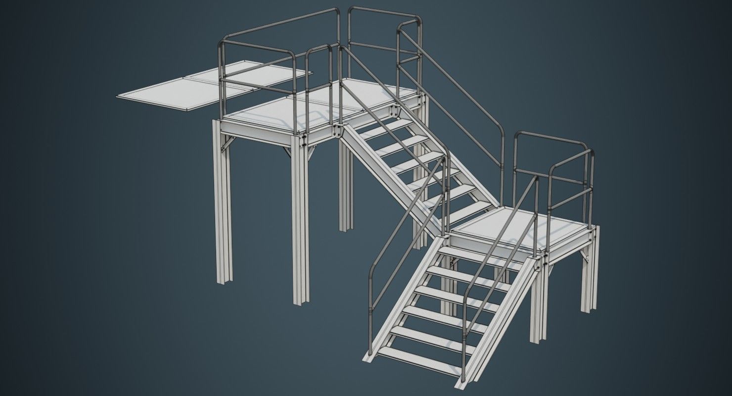 Industrial Platform 1B Low-poly 3D model_11