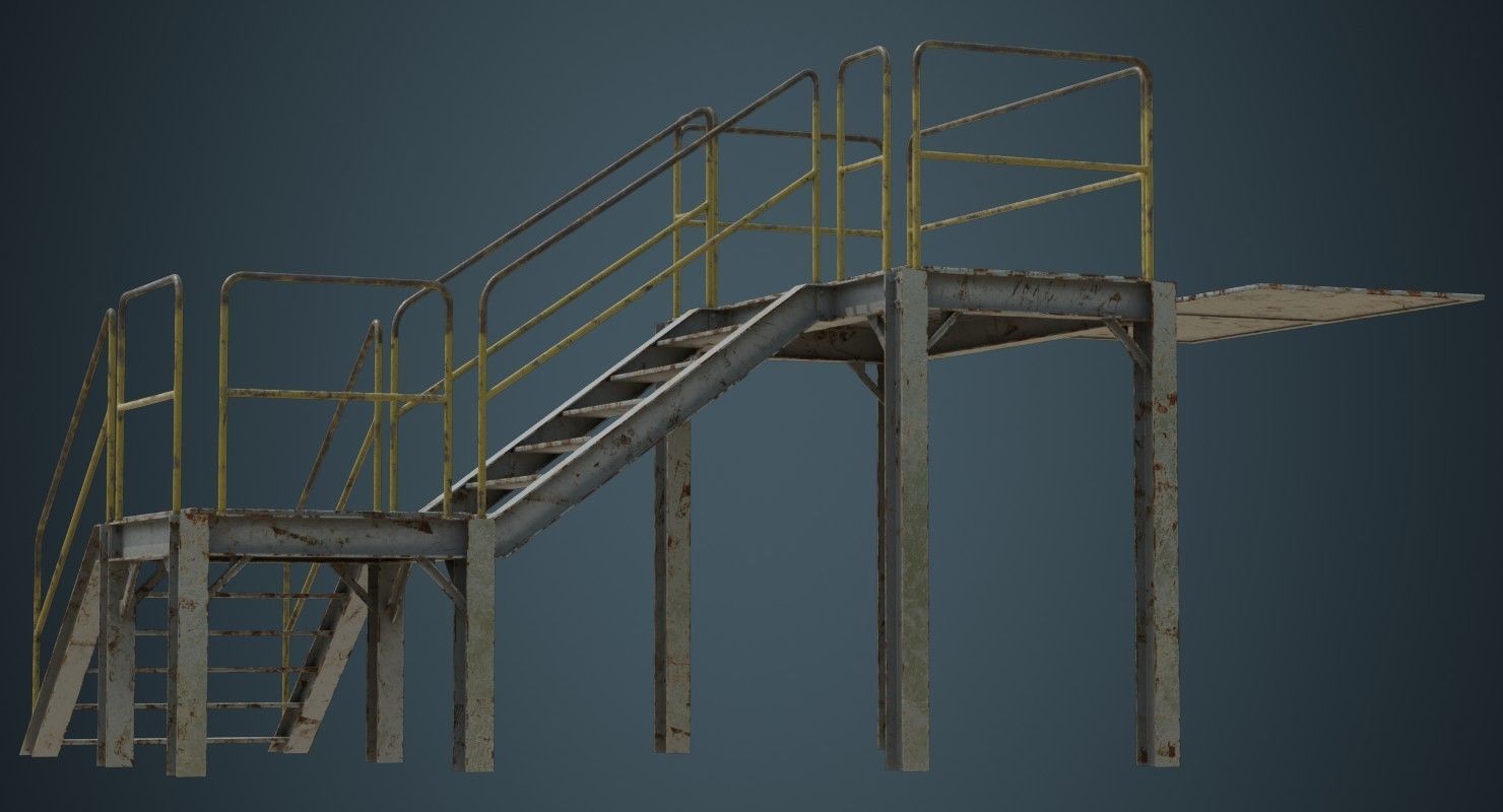 Industrial Platform 1B Low-poly 3D model_6