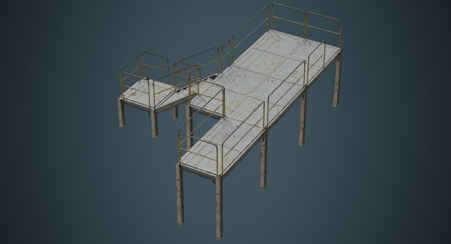 Industrial Platform 1B Low-poly 3D model_1