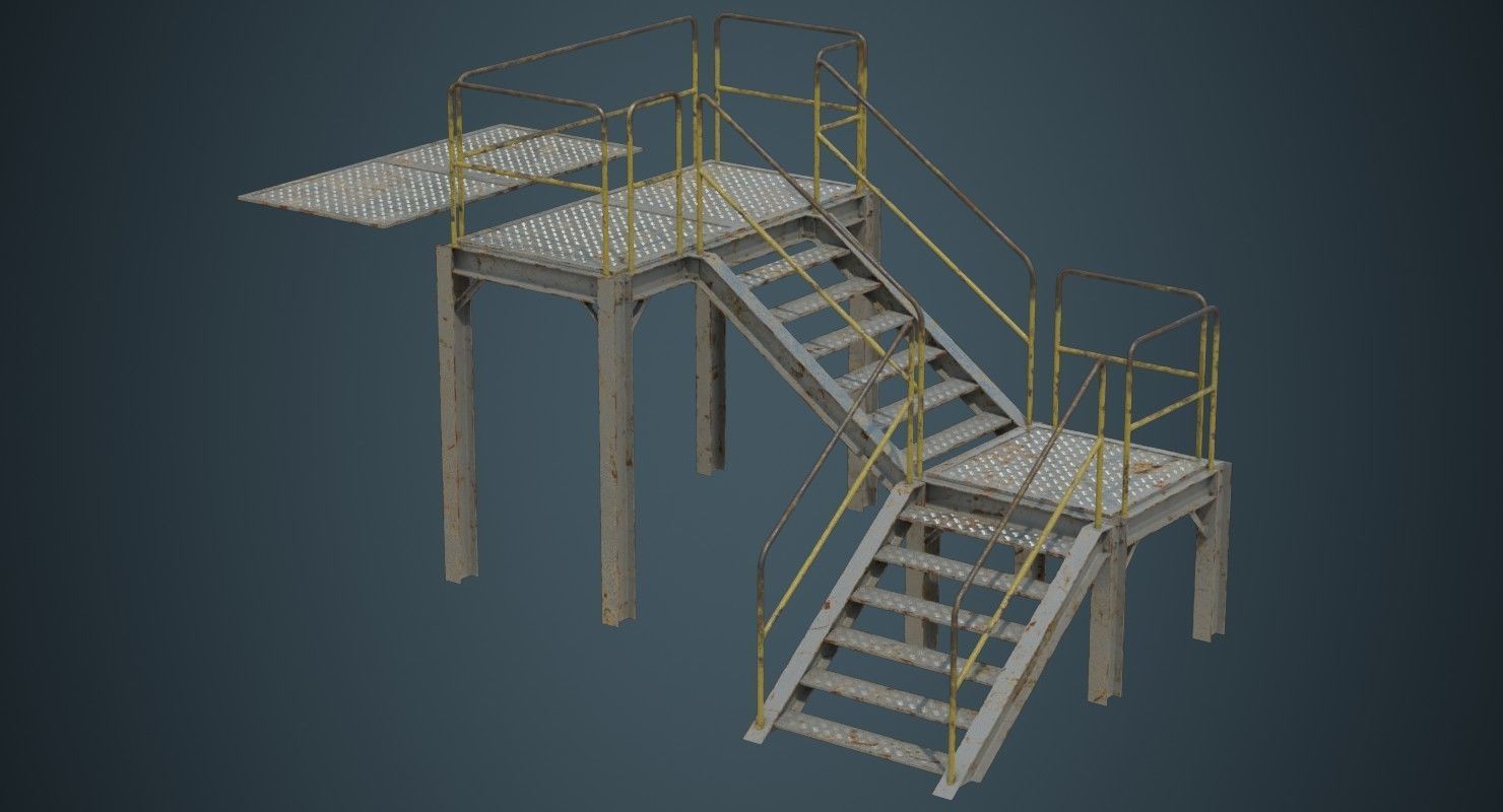 Industrial Platform 1B Low-poly 3D model_3