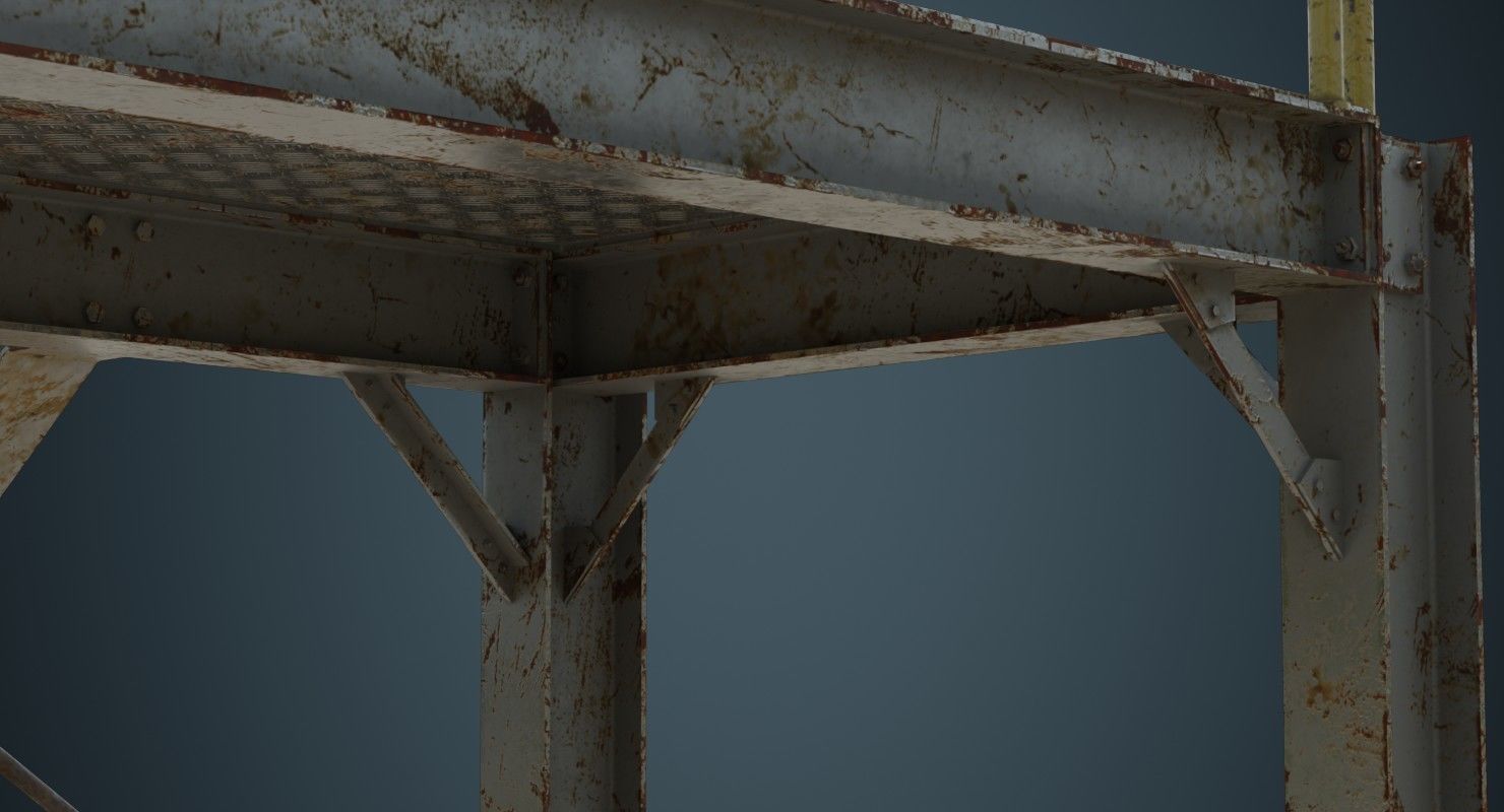 Industrial Platform 1B Low-poly 3D model_9