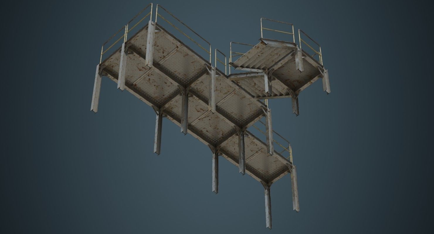 Industrial Platform 1B Low-poly 3D model_2