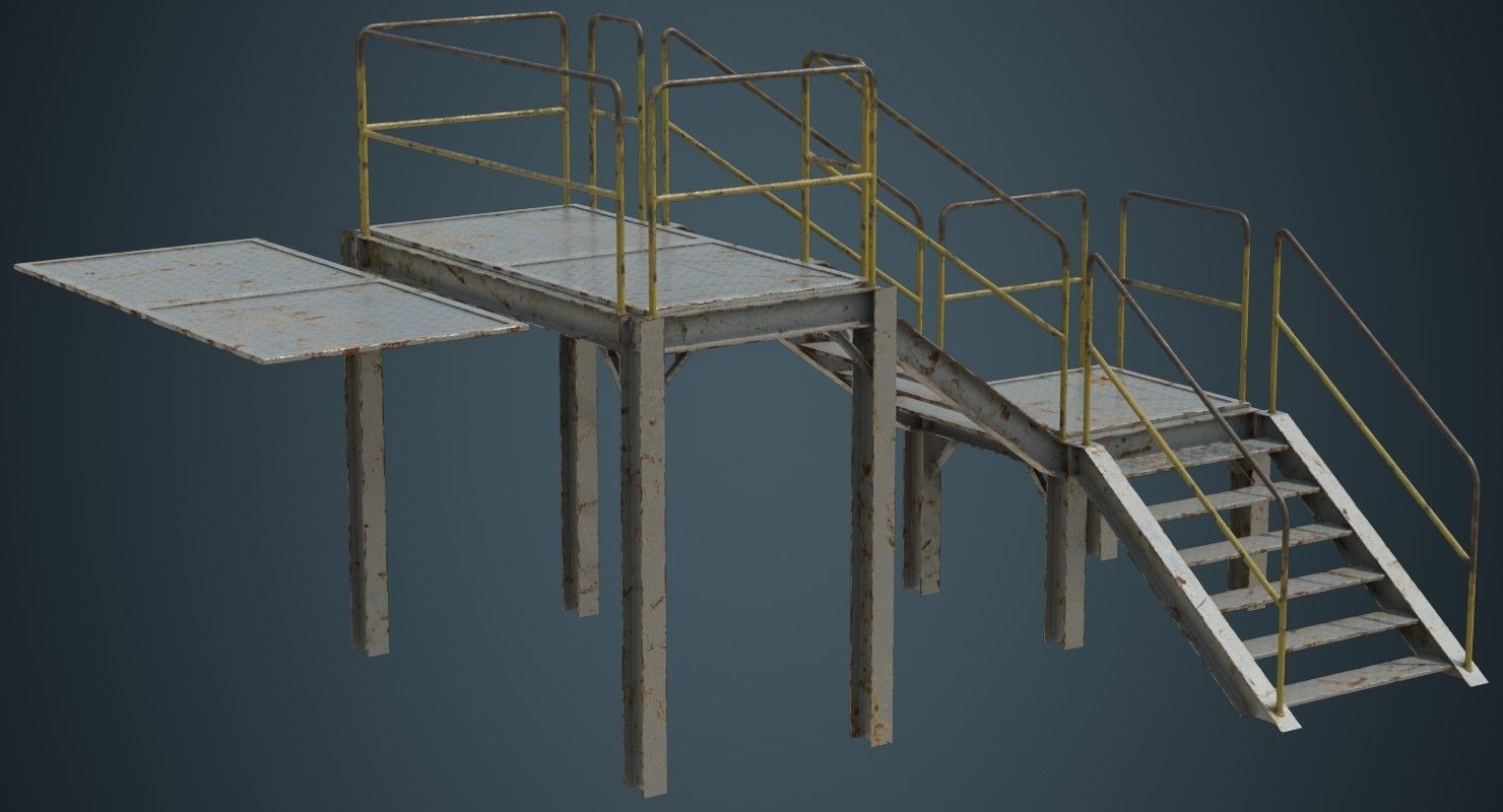 Industrial Platform 1B Low-poly 3D model_4