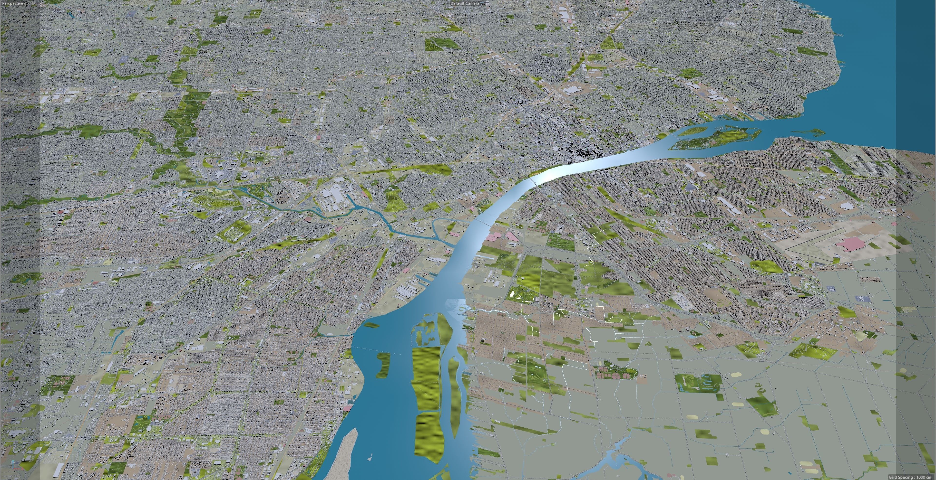 Detroit City Michigan USA Low-poly 3D model_14