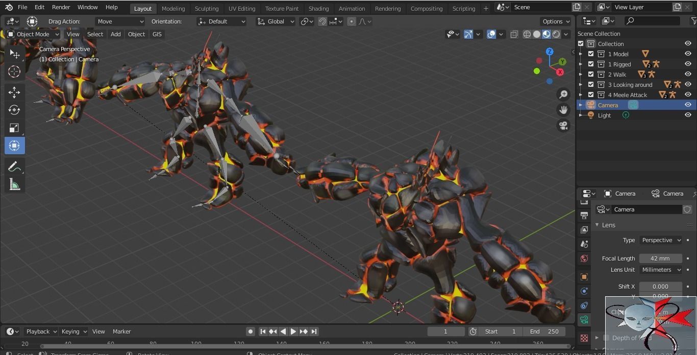 Low Poly Lava Monster Textured Rigged 3 animations included Low-poly 3D model_2