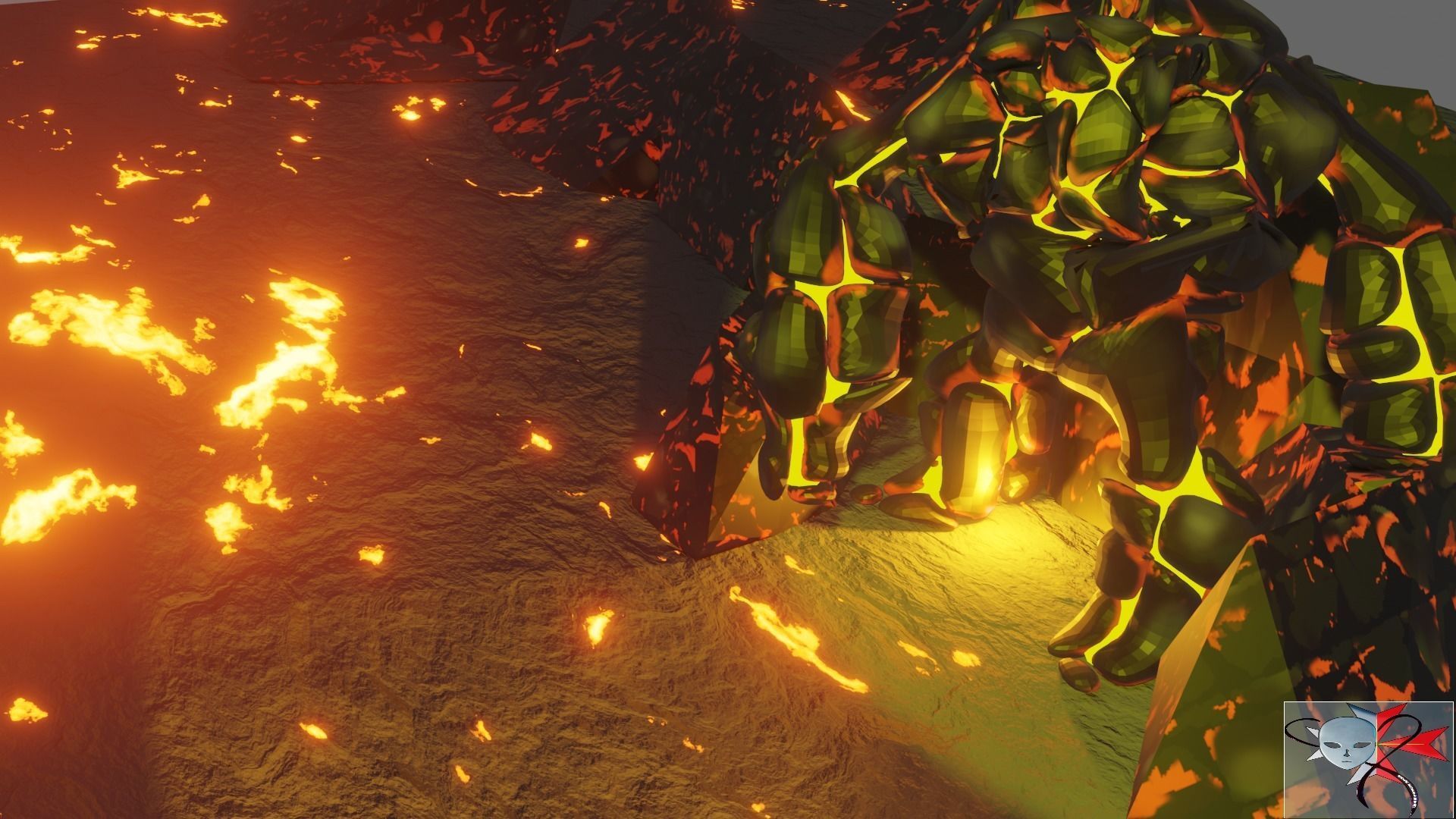 Low Poly Lava Monster Textured Rigged 3 animations included Low-poly 3D model_6