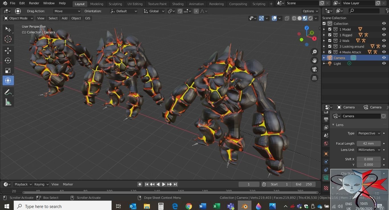 Low Poly Lava Monster Textured Rigged 3 animations included Low-poly 3D model_10
