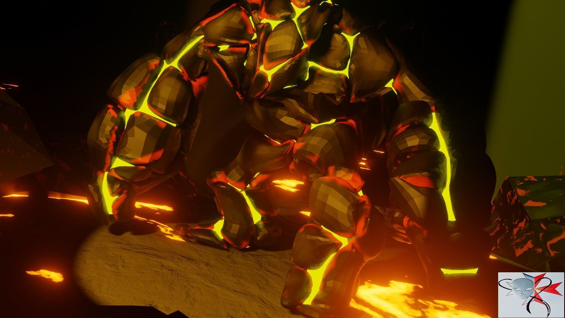 Low Poly Lava Monster Textured Rigged 3 animations included Low-poly 3D model_9