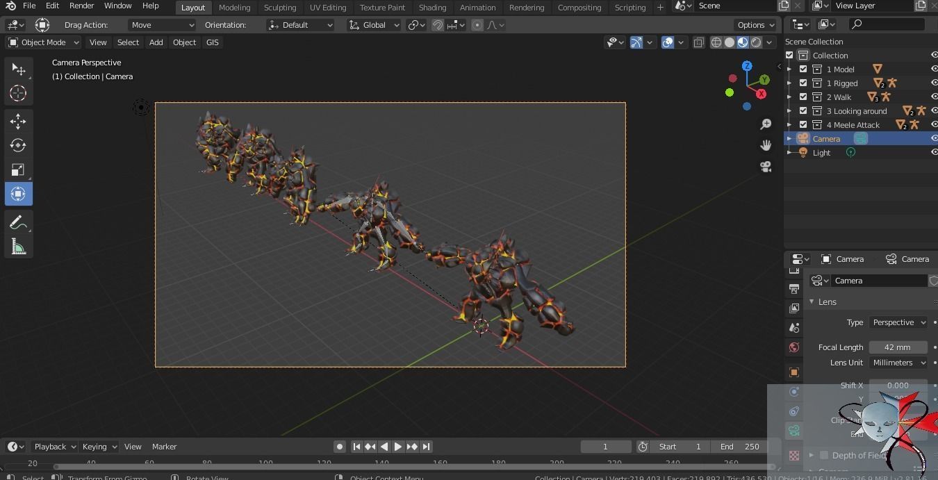 Low Poly Lava Monster Textured Rigged 3 animations included Low-poly 3D model_3