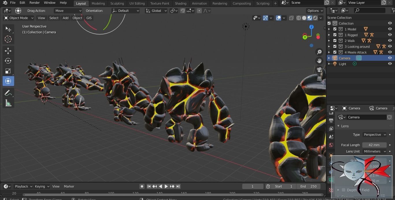 Low Poly Lava Monster Textured Rigged 3 animations included Low-poly 3D model_4