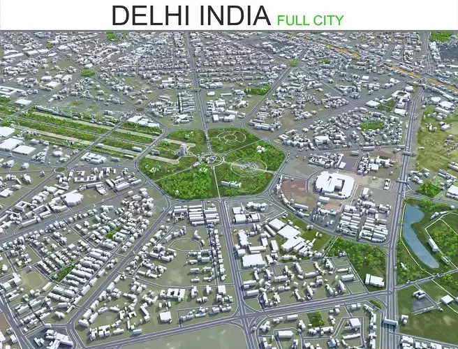 Delhi city India Low-poly 3D model