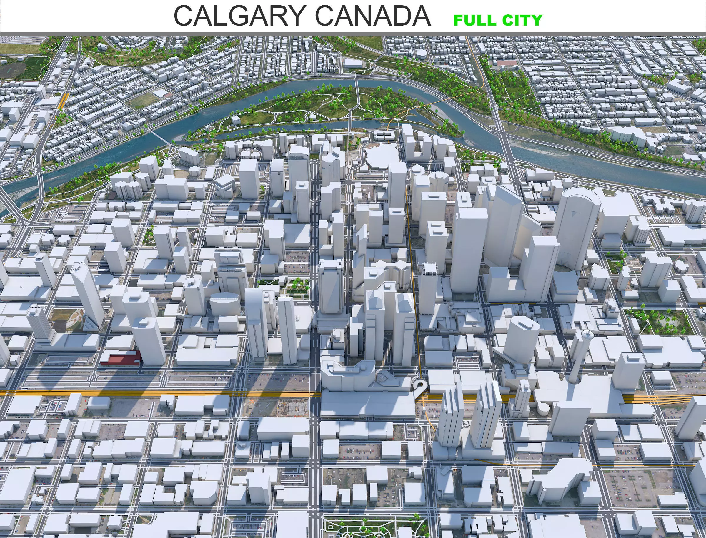 Calgary City Canada Low-poly 3D model
