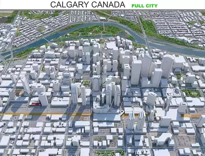 Calgary City Canada Low-poly 3D model