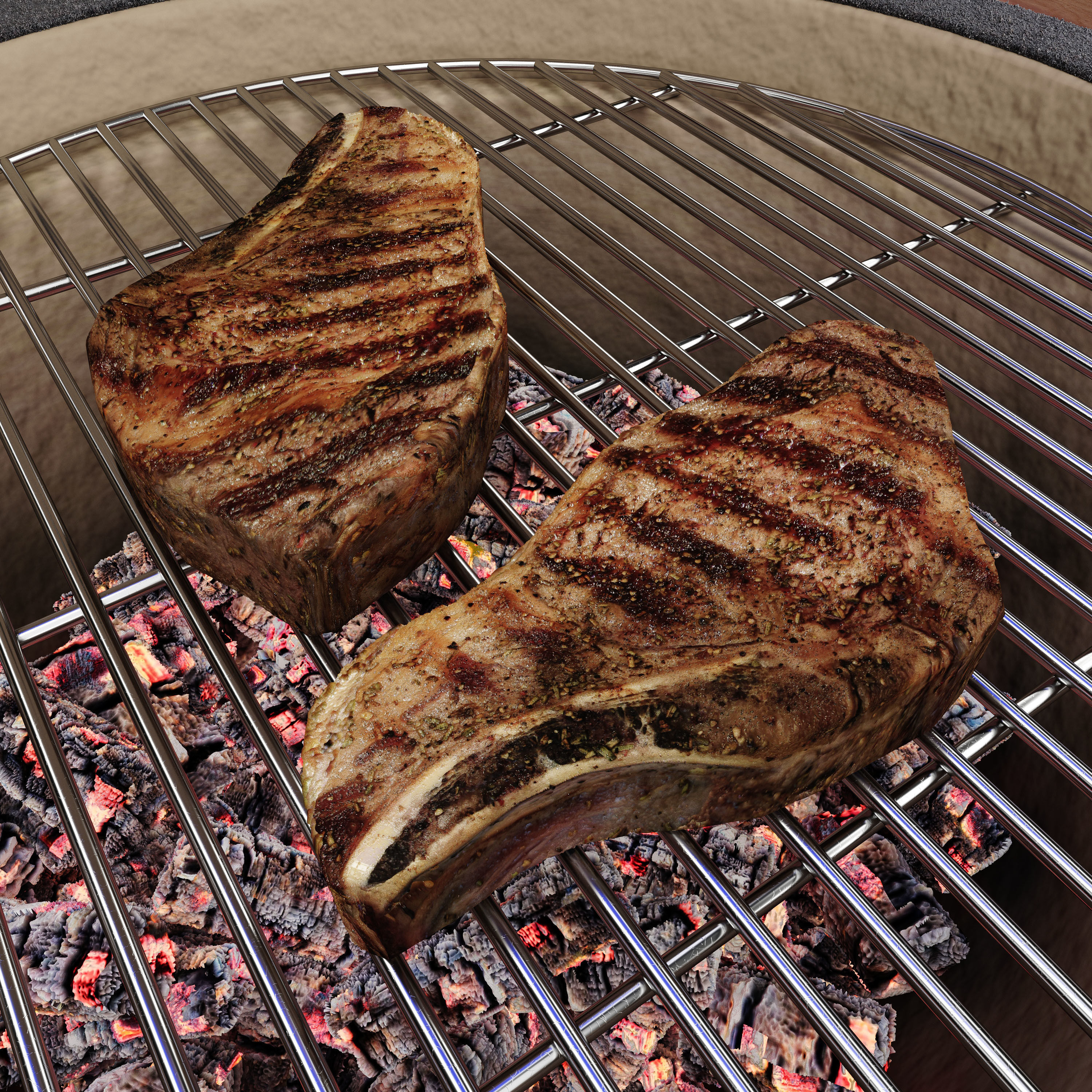 Kamado  grill 3D model_7