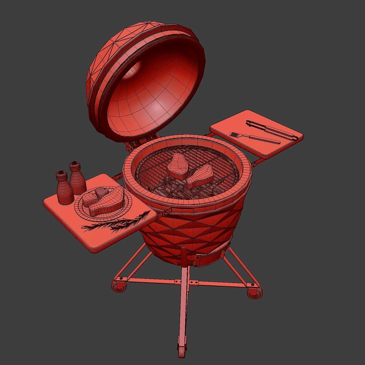 Kamado  grill 3D model_12
