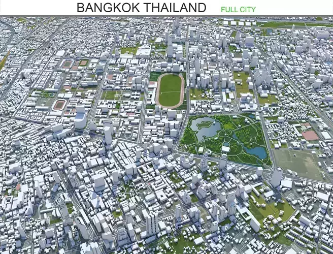 Bangkok Thailand 70km Low-poly 3D model