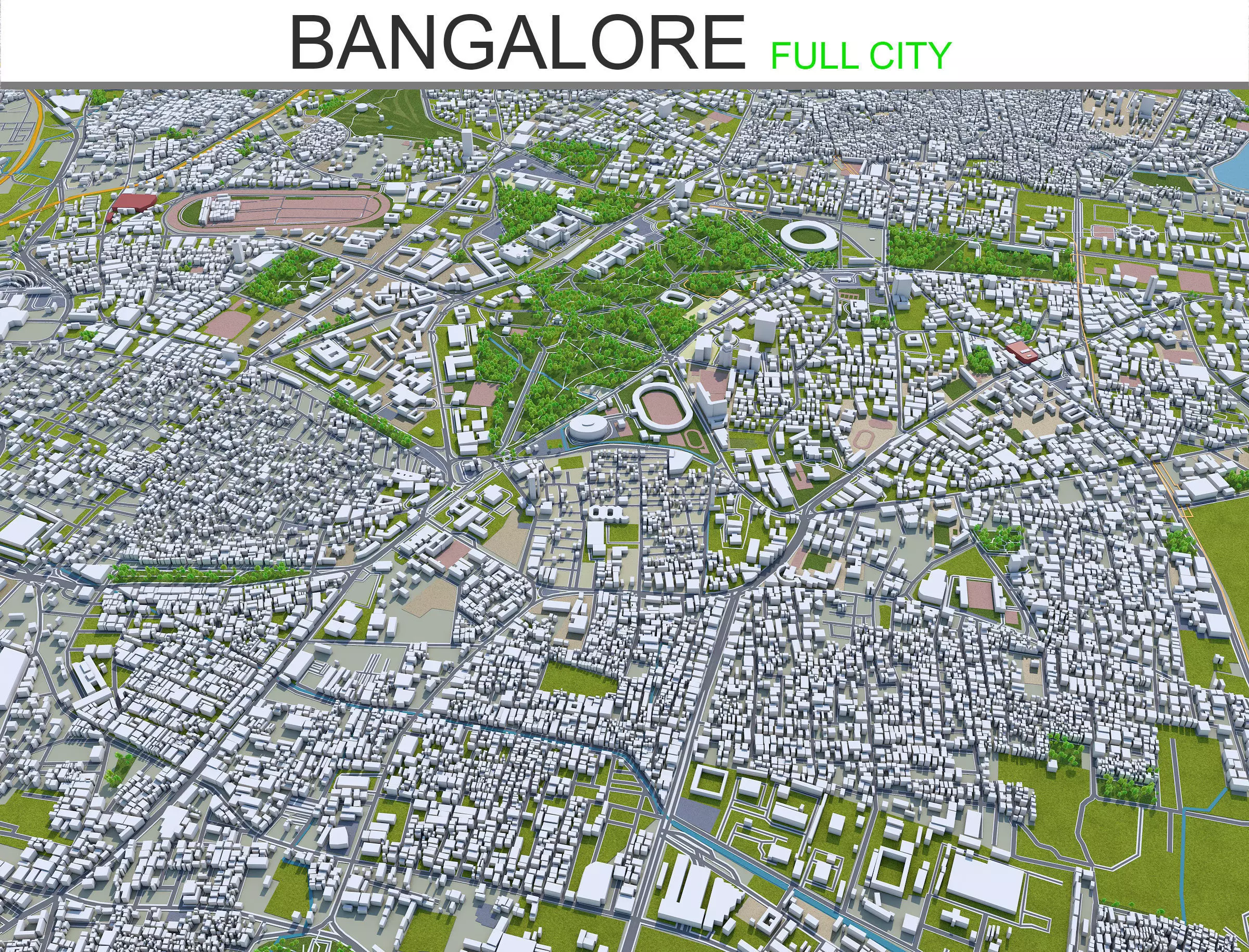 Bangalore Bengaluru in India 40km Low-poly 3D model_0