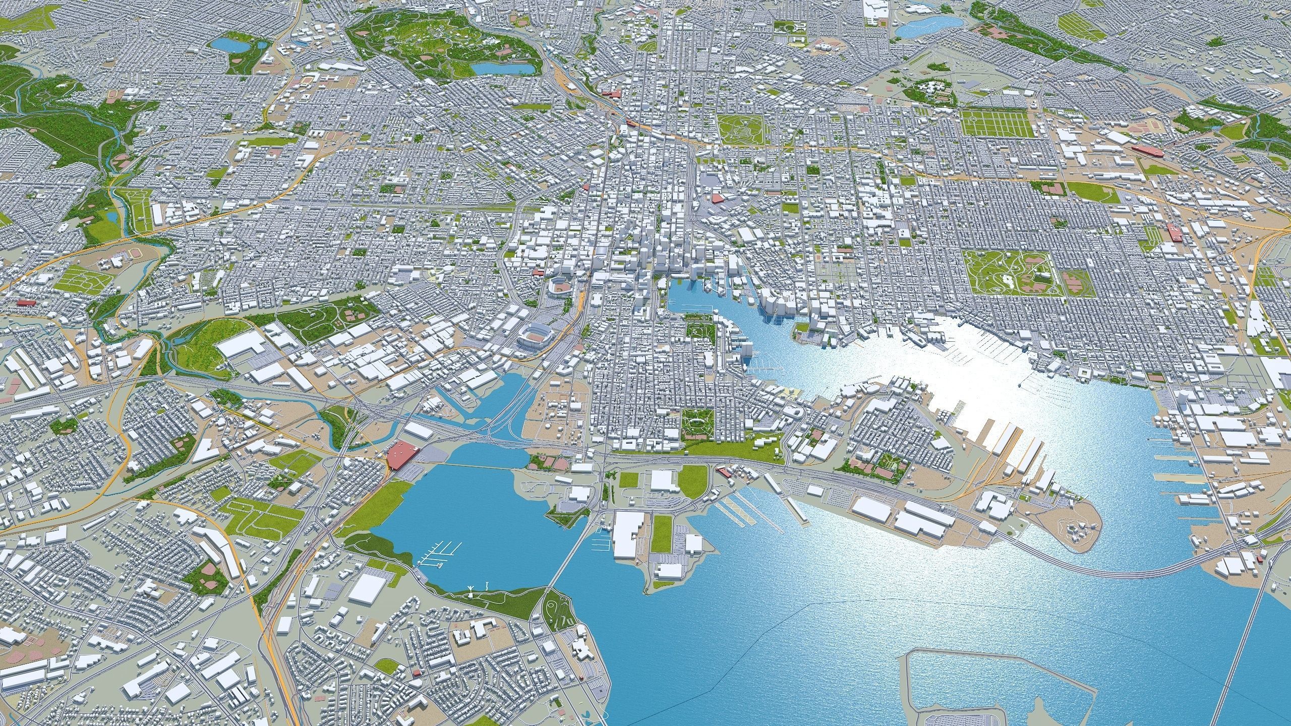 Baltimore Maryland 50km Low-poly 3D model_4