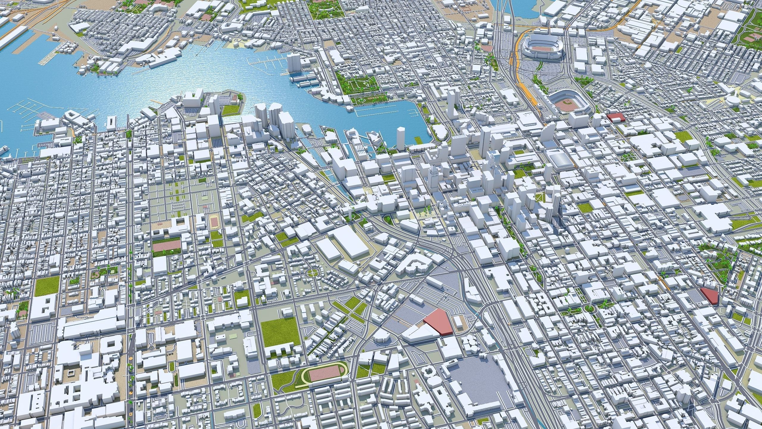 Baltimore Maryland 50km Low-poly 3D model_6