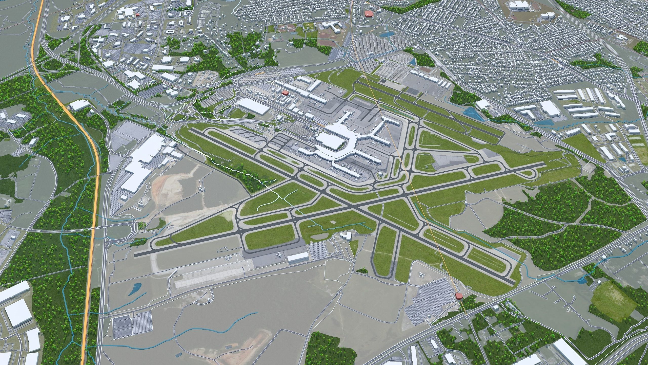 Baltimore Maryland 50km Low-poly 3D model_8