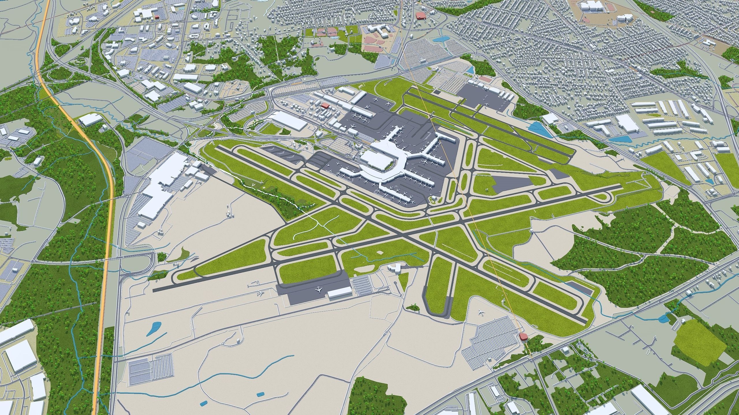 Baltimore Maryland 50km Low-poly 3D model_9