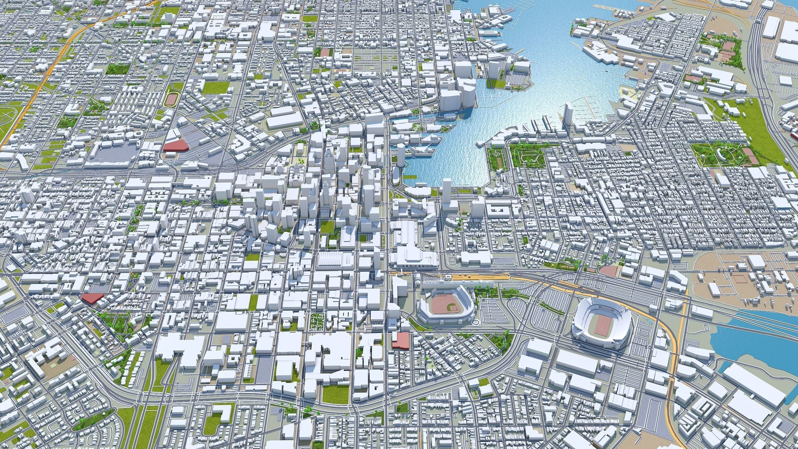 Baltimore Maryland 50km Low-poly 3D model_5